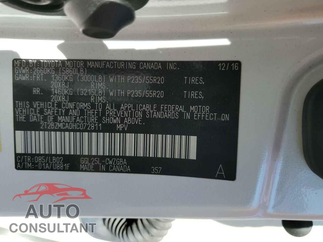 LEXUS RX350 2017 - 2T2BZMCA0HC072811