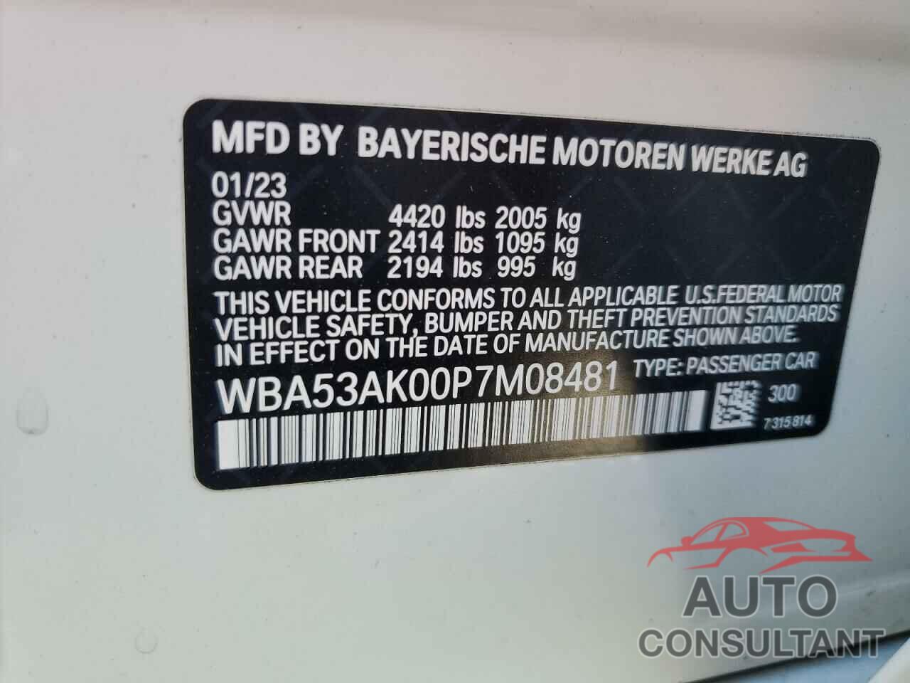 BMW 2 SERIES 2023 - WBA53AK00P7M08481