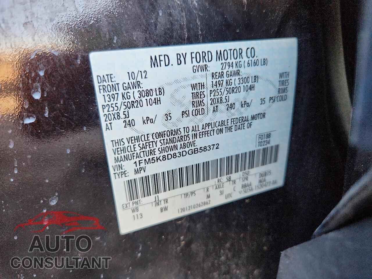 FORD EXPLORER 2013 - 1FM5K8D83DGB58372