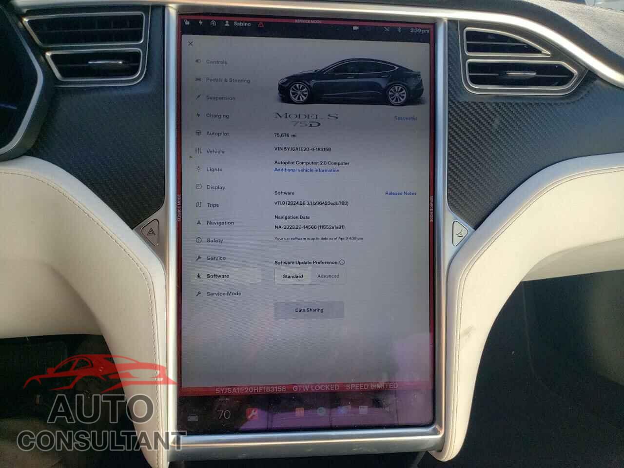 TESLA MODEL S 2017 - 5YJSA1E20HF183158
