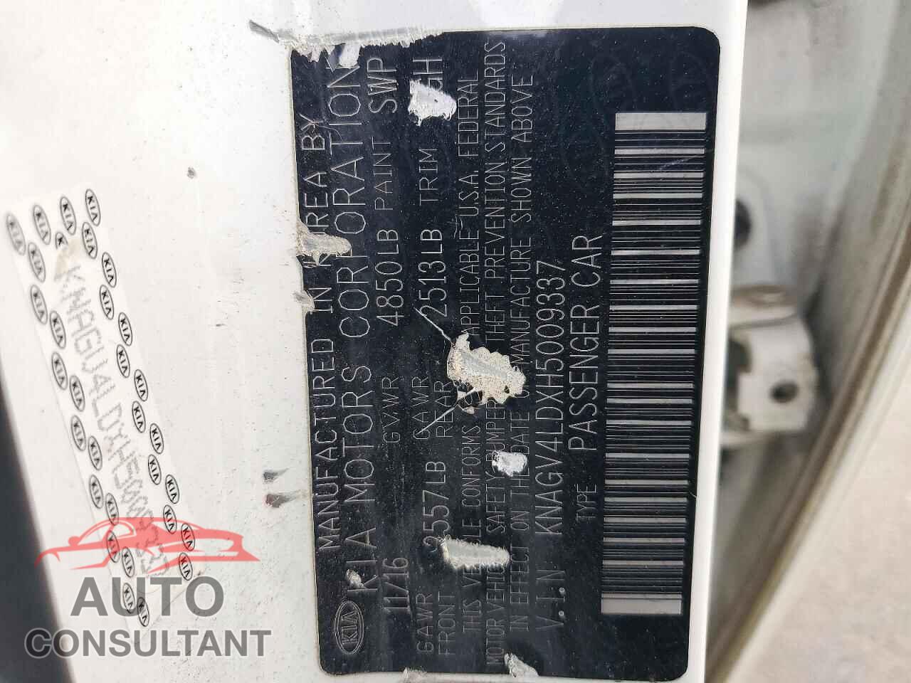 KIA OPTIMA 2017 - KNAGV4LDXH5009337