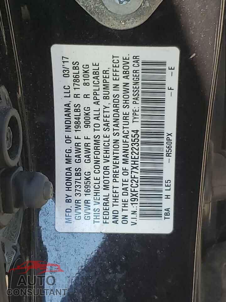HONDA CIVIC 2017 - 19XFC2F7XHE223554