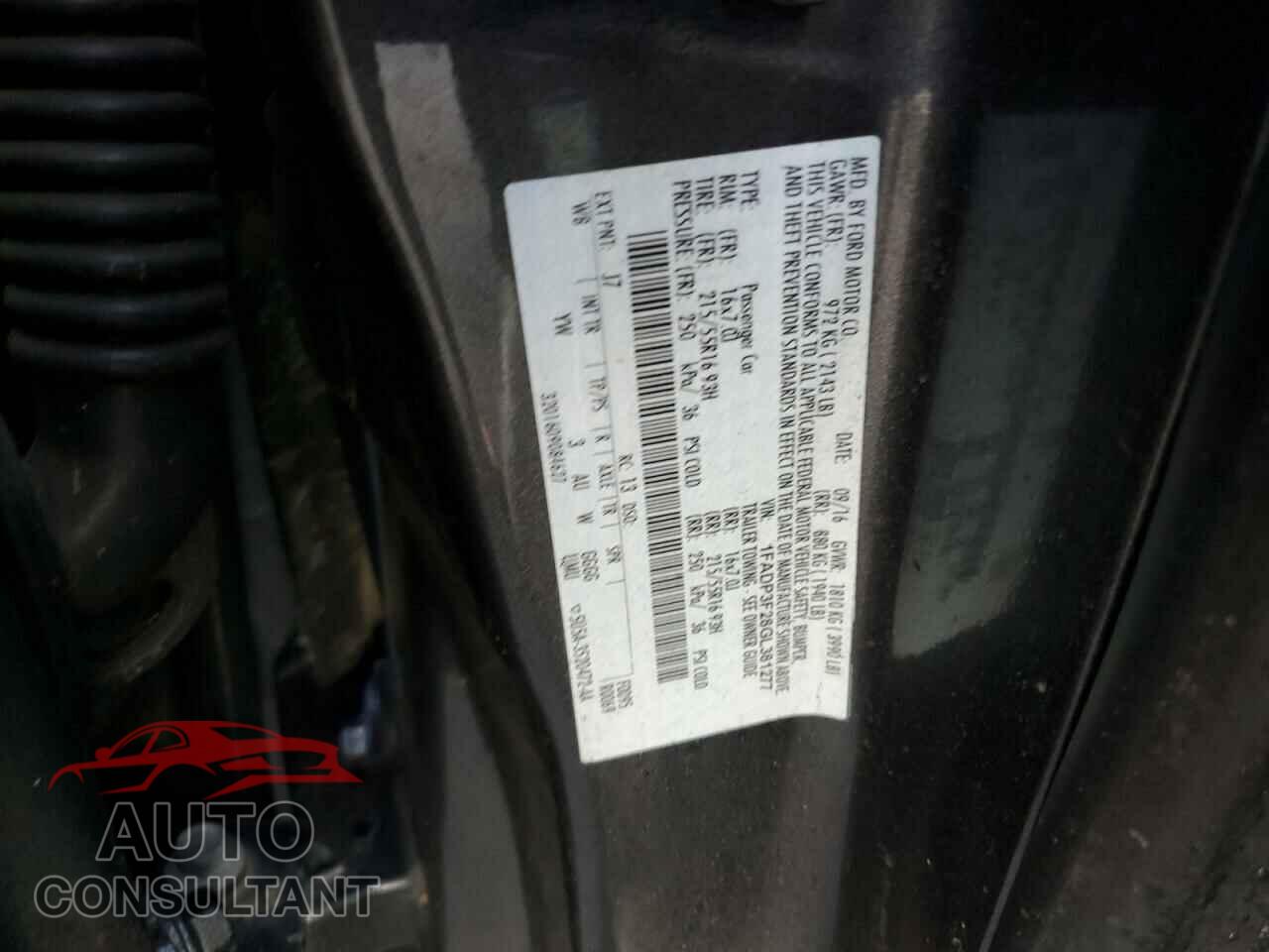 FORD FOCUS 2016 - 1FADP3F28GL381277