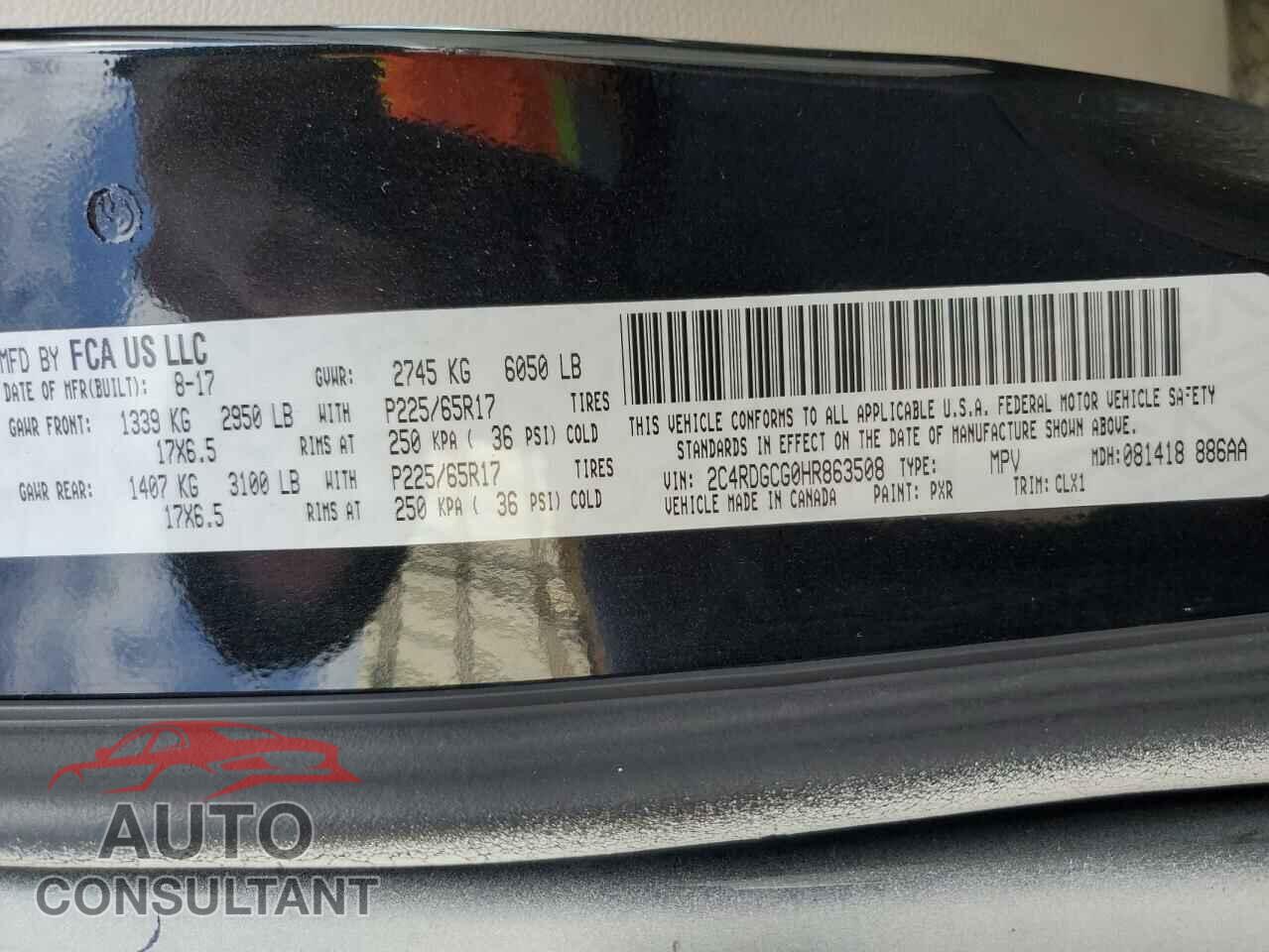 DODGE CARAVAN 2017 - 2C4RDGCG0HR863508