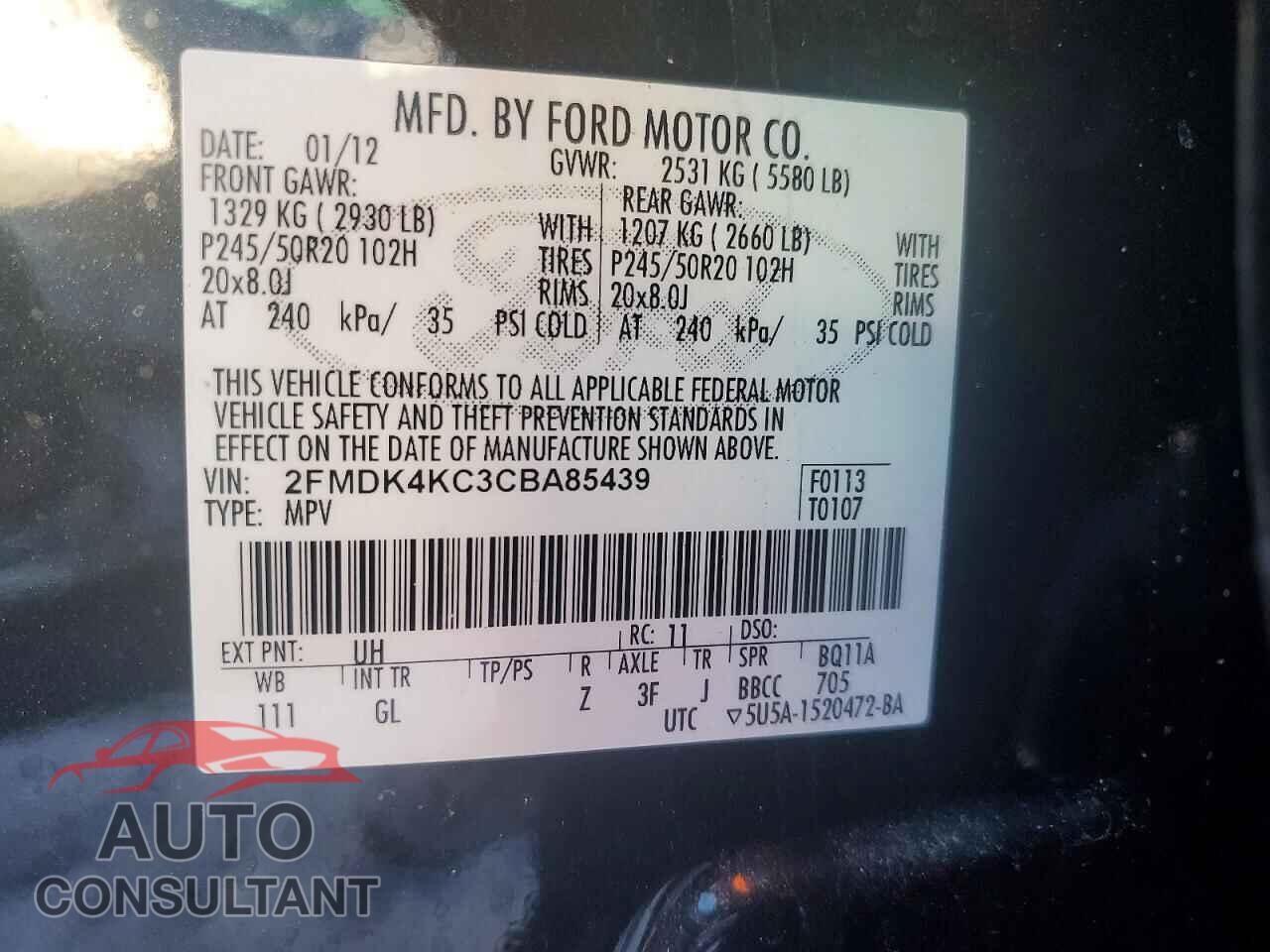 FORD EDGE 2012 - 2FMDK4KC3CBA85439