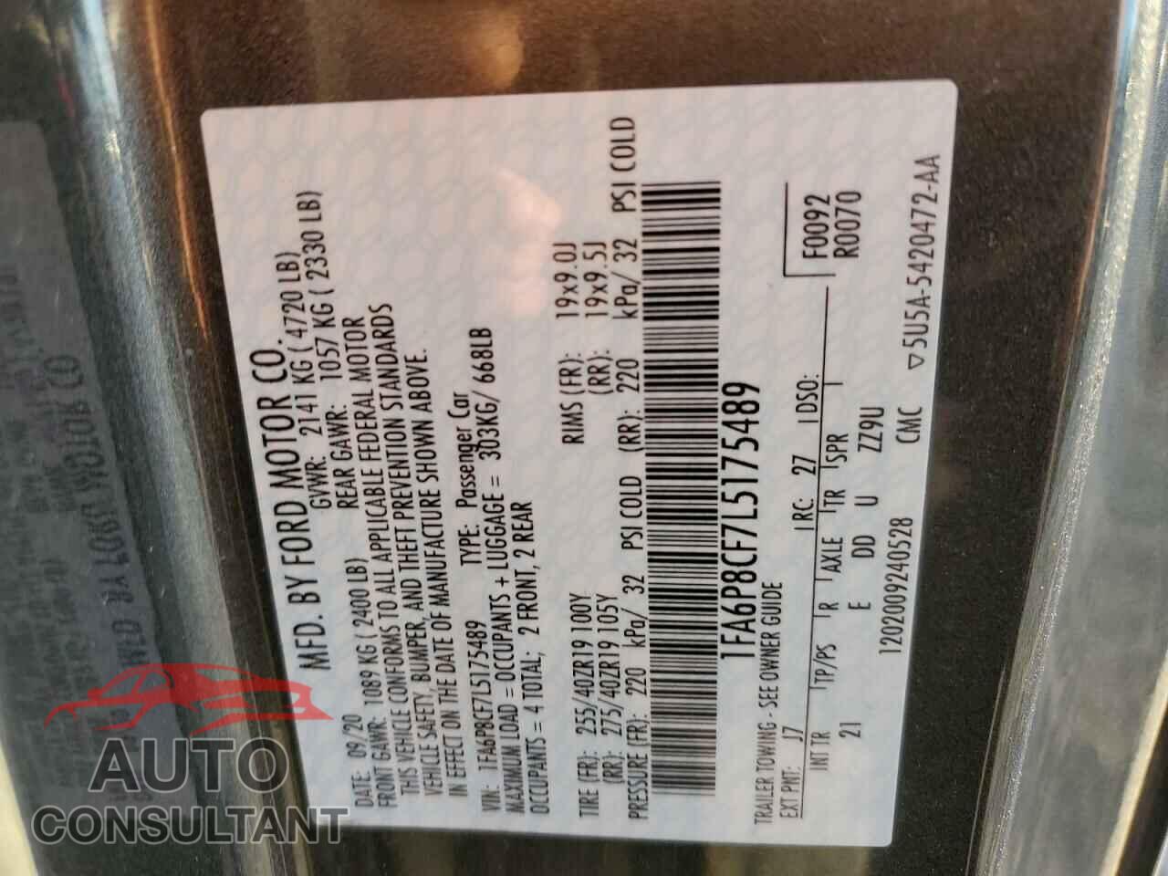 FORD MUSTANG 2020 - 1FA6P8CF7L5175489