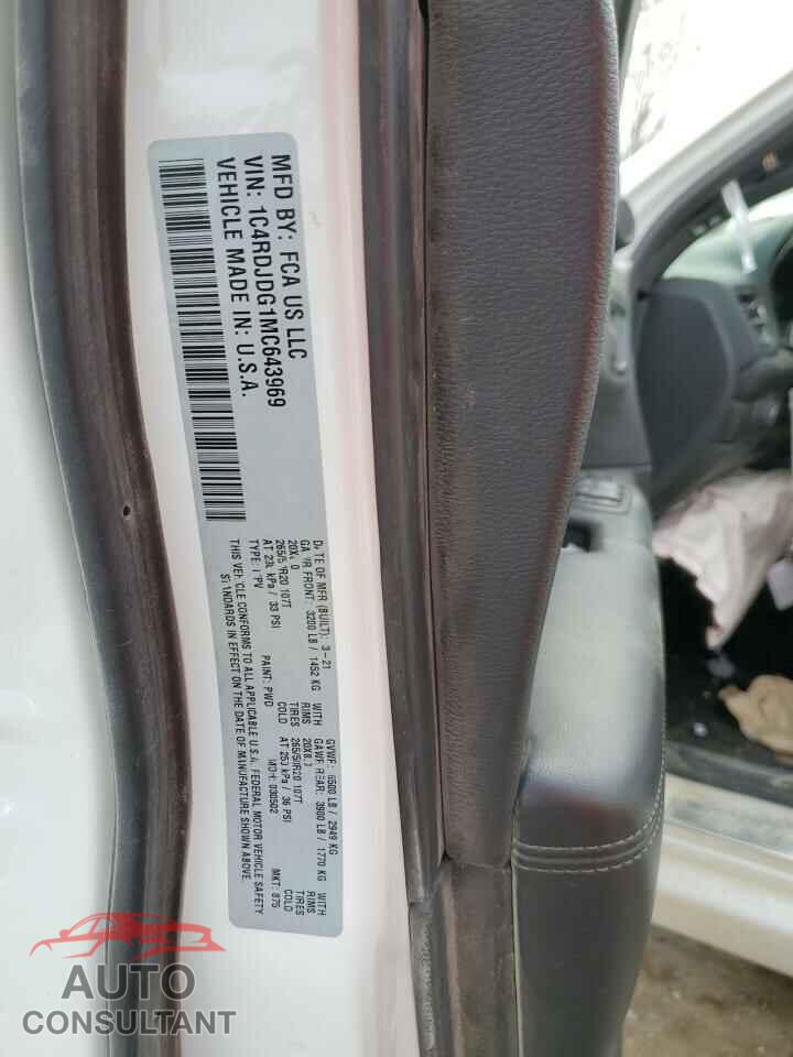 DODGE DURANGO 2021 - 1C4RDJDG1MC643969
