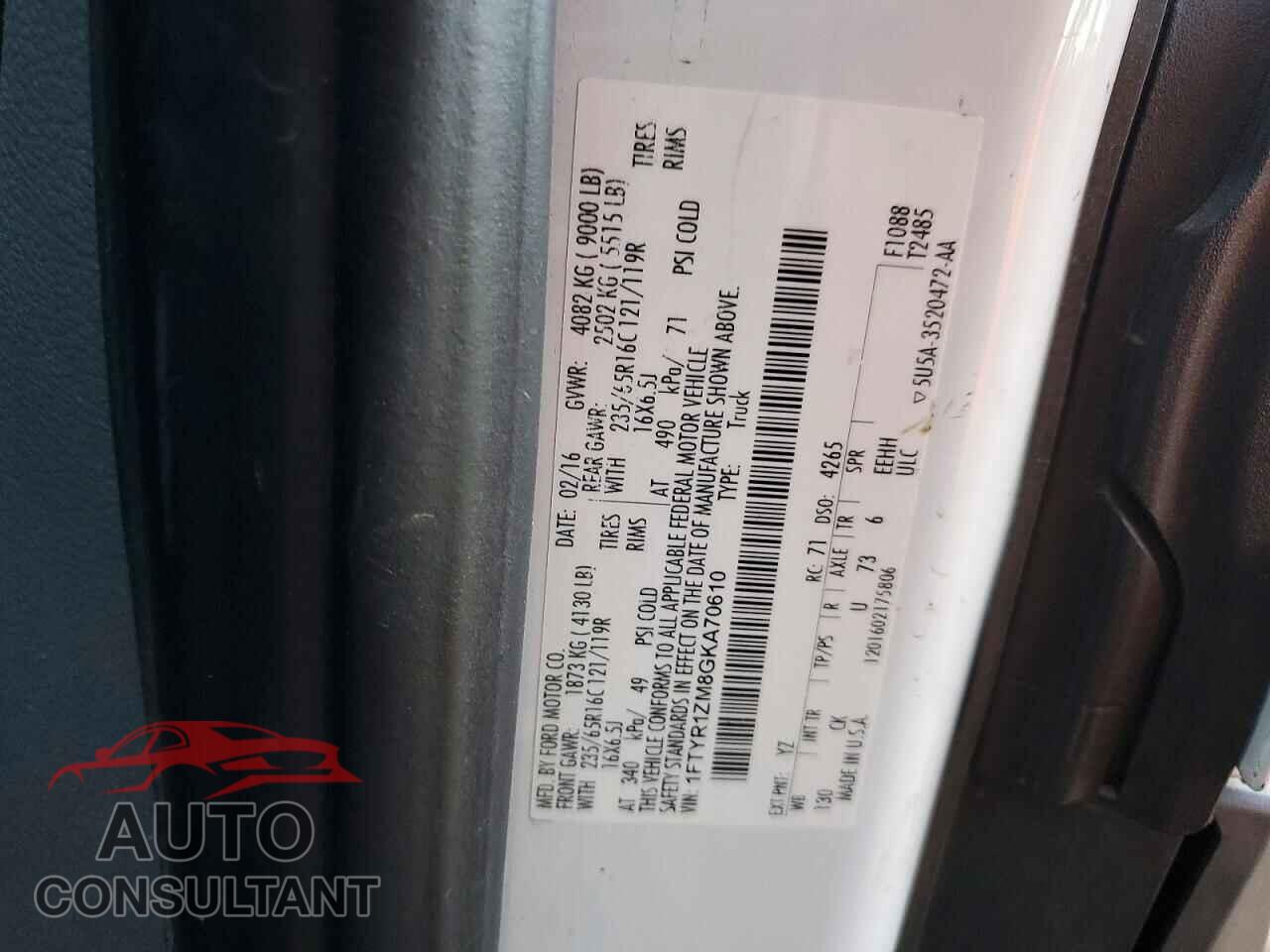 FORD TRANSIT 2016 - 1FTYR1ZM8GKA70610
