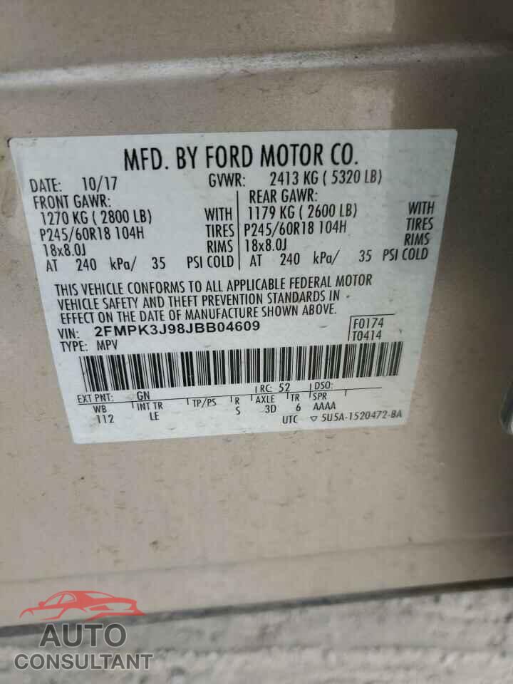 FORD EDGE 2018 - 2FMPK3J98JBB04609