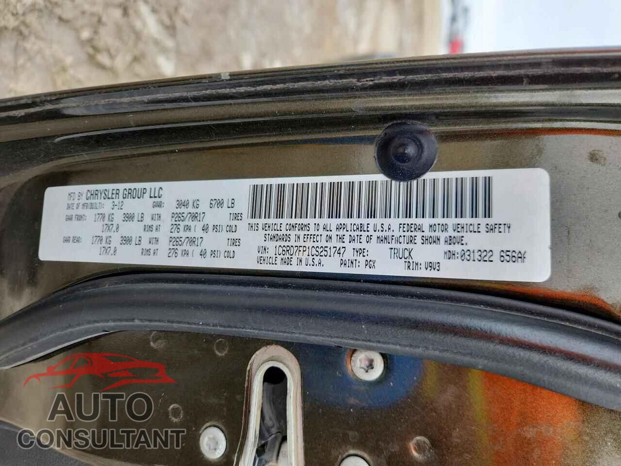 DODGE RAM 1500 2012 - 1C6RD7FP1CS251747