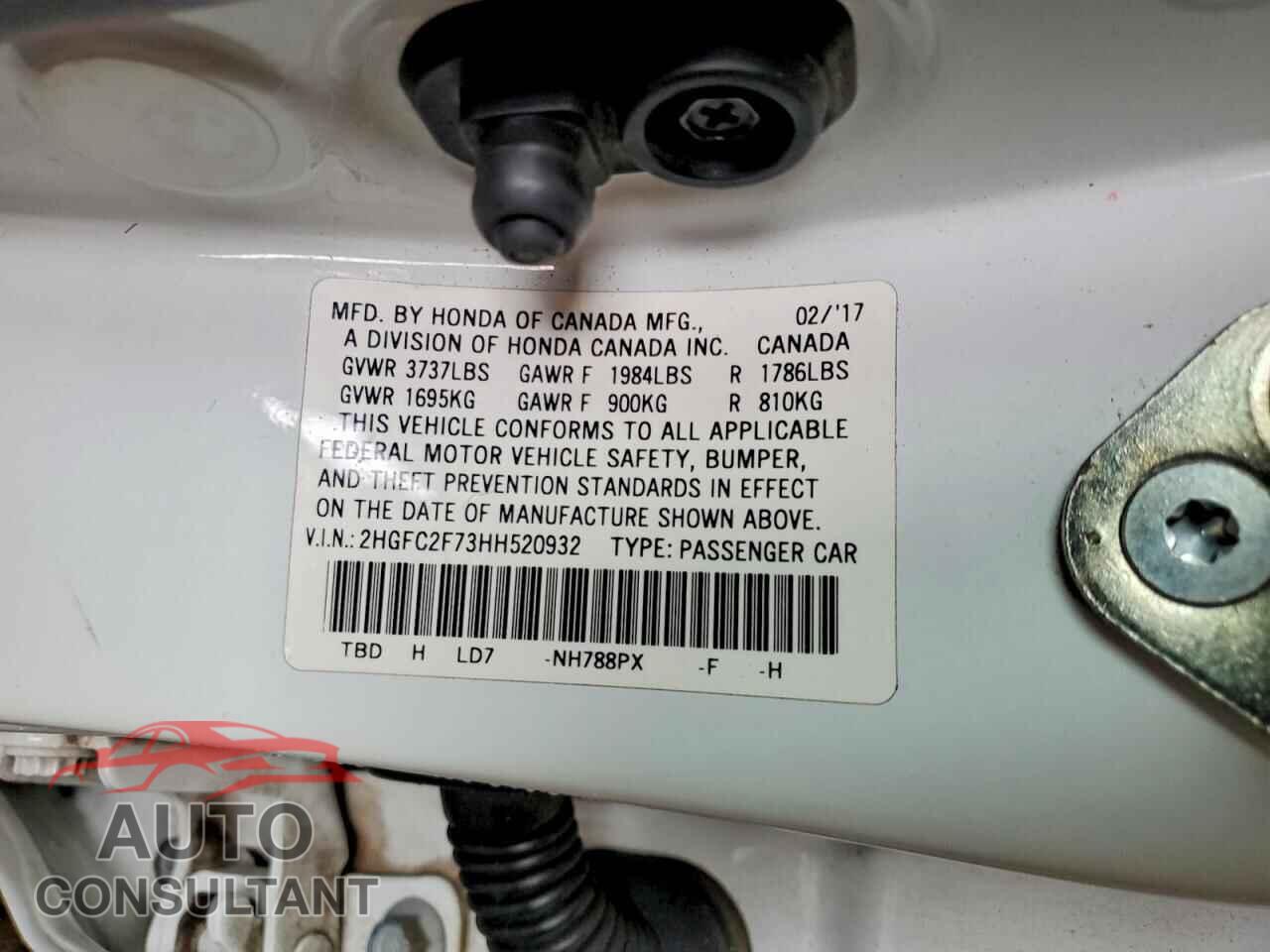 HONDA CIVIC 2017 - 2HGFC2F73HH520932