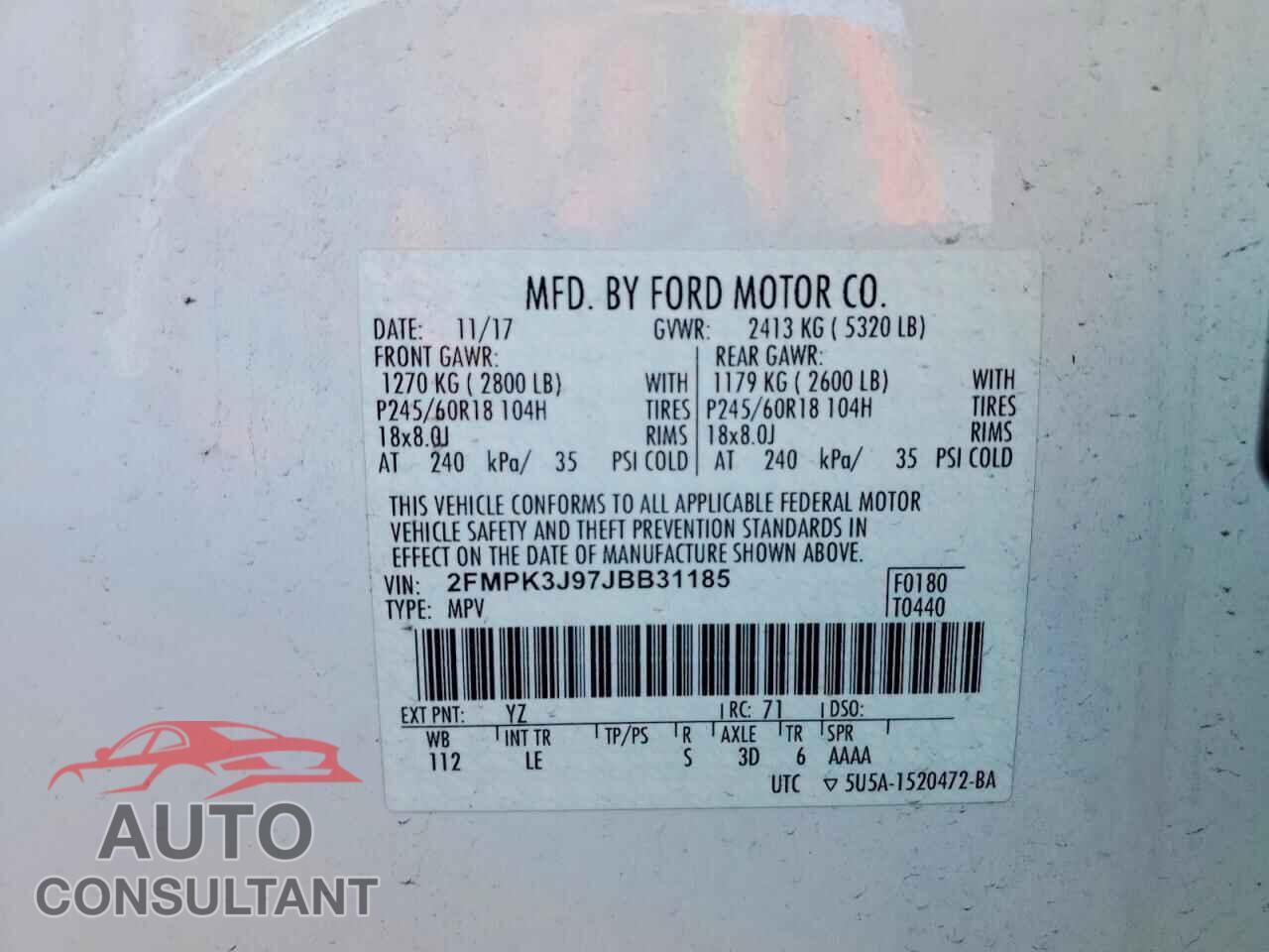 FORD EDGE 2018 - 2FMPK3J97JBB31185