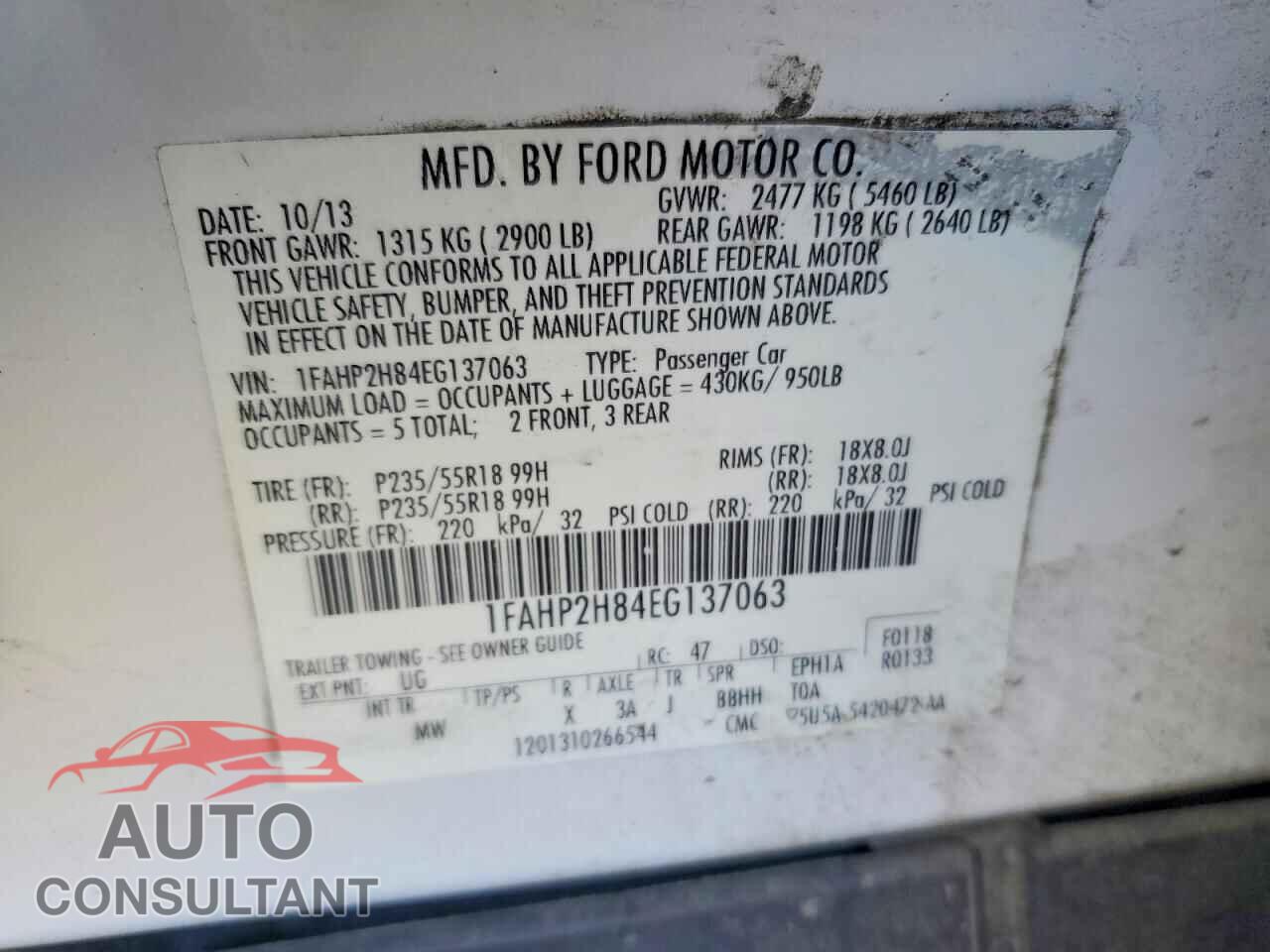 FORD TAURUS 2014 - 1FAHP2H84EG137063