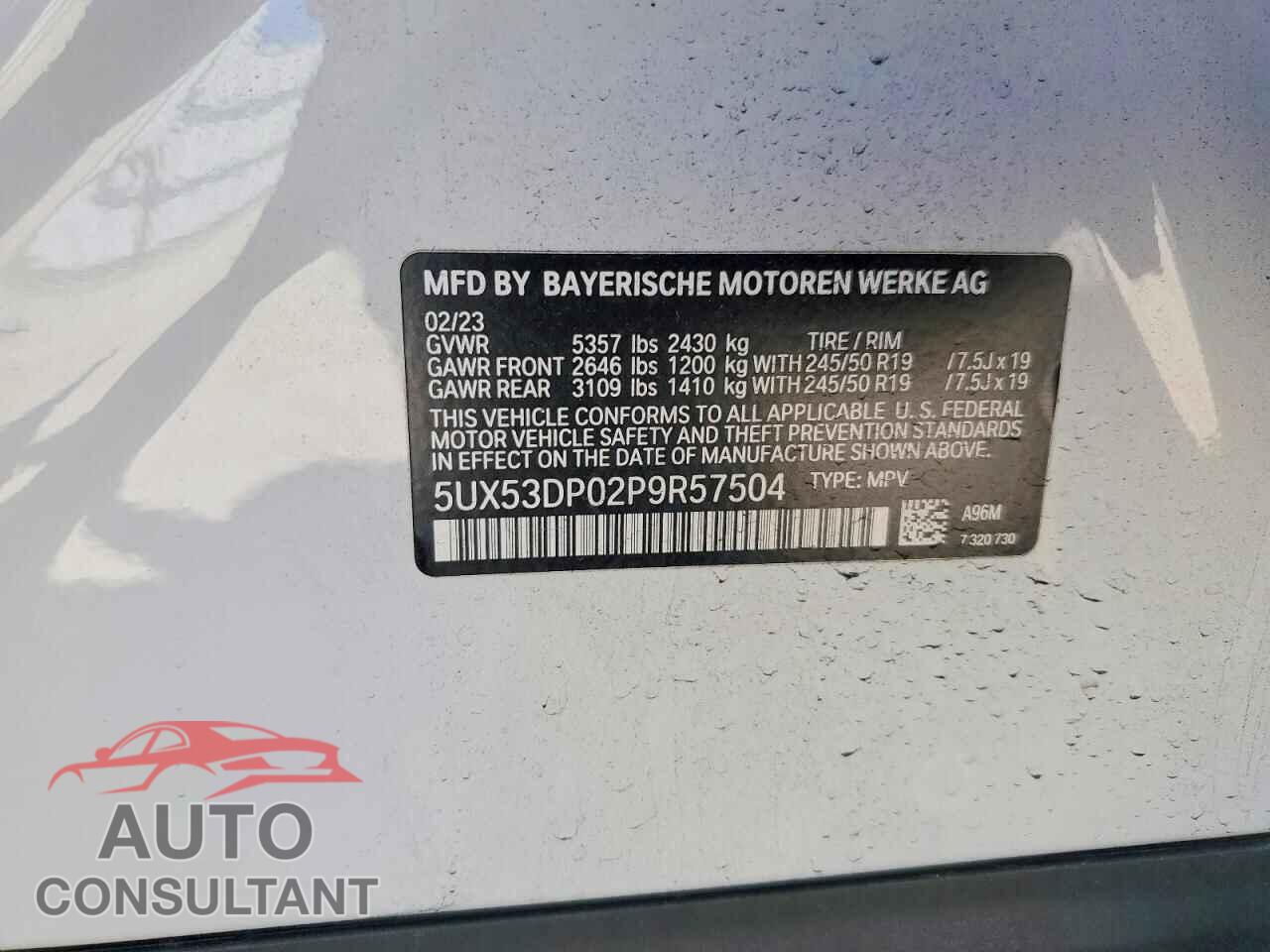 BMW X3 2023 - 5UX53DP02P9R57504