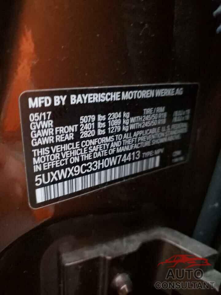BMW X3 2017 - 5UXWX9C33H0W74413