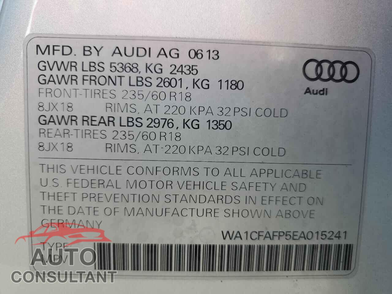 AUDI Q5 2014 - WA1CFAFP5EA015241