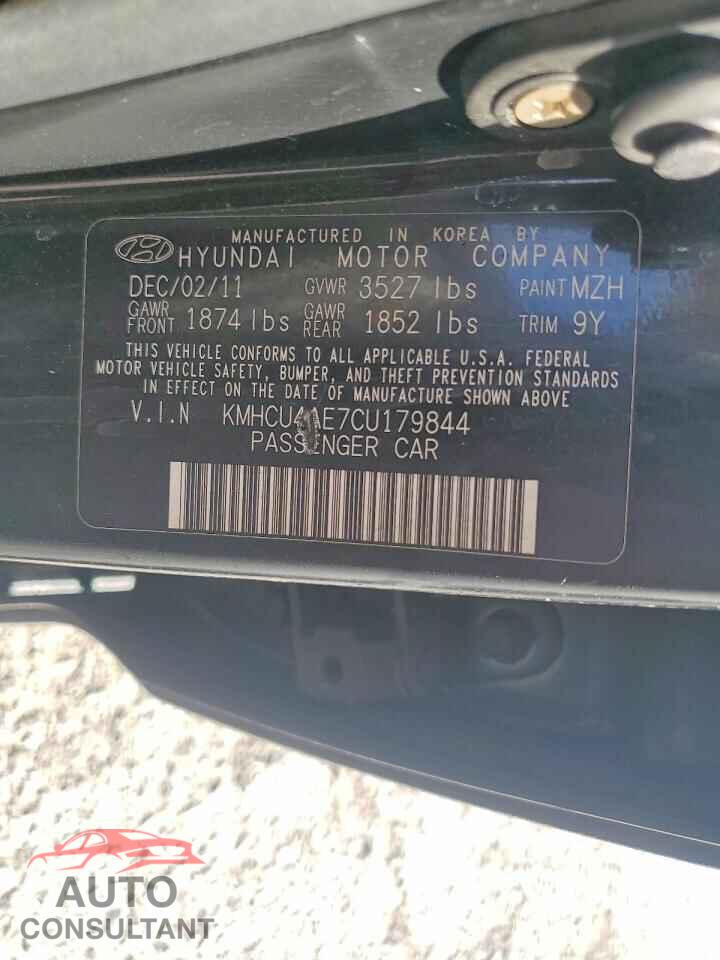 HYUNDAI ACCENT 2012 - KMHCU4AE7CU179844