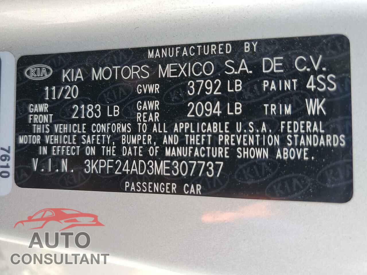 KIA FORTE 2021 - 3KPF24AD3ME307737