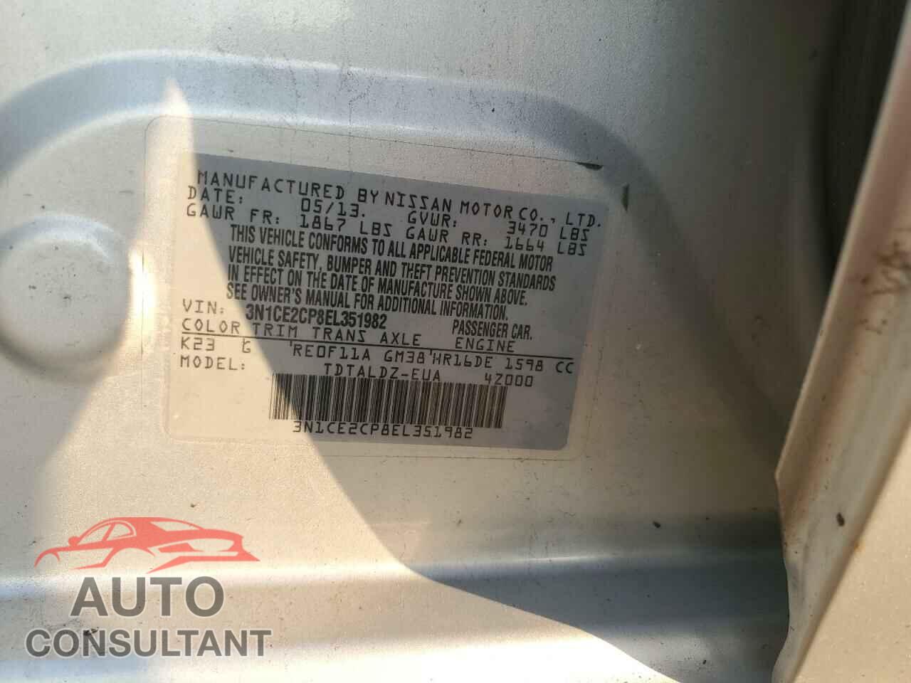 NISSAN VERSA 2014 - 3N1CE2CP8EL351982