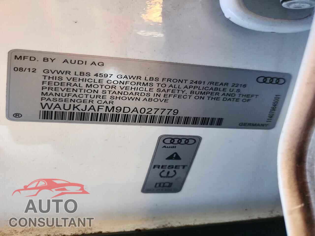 AUDI A3 2013 - WAUKJAFM9DA027779