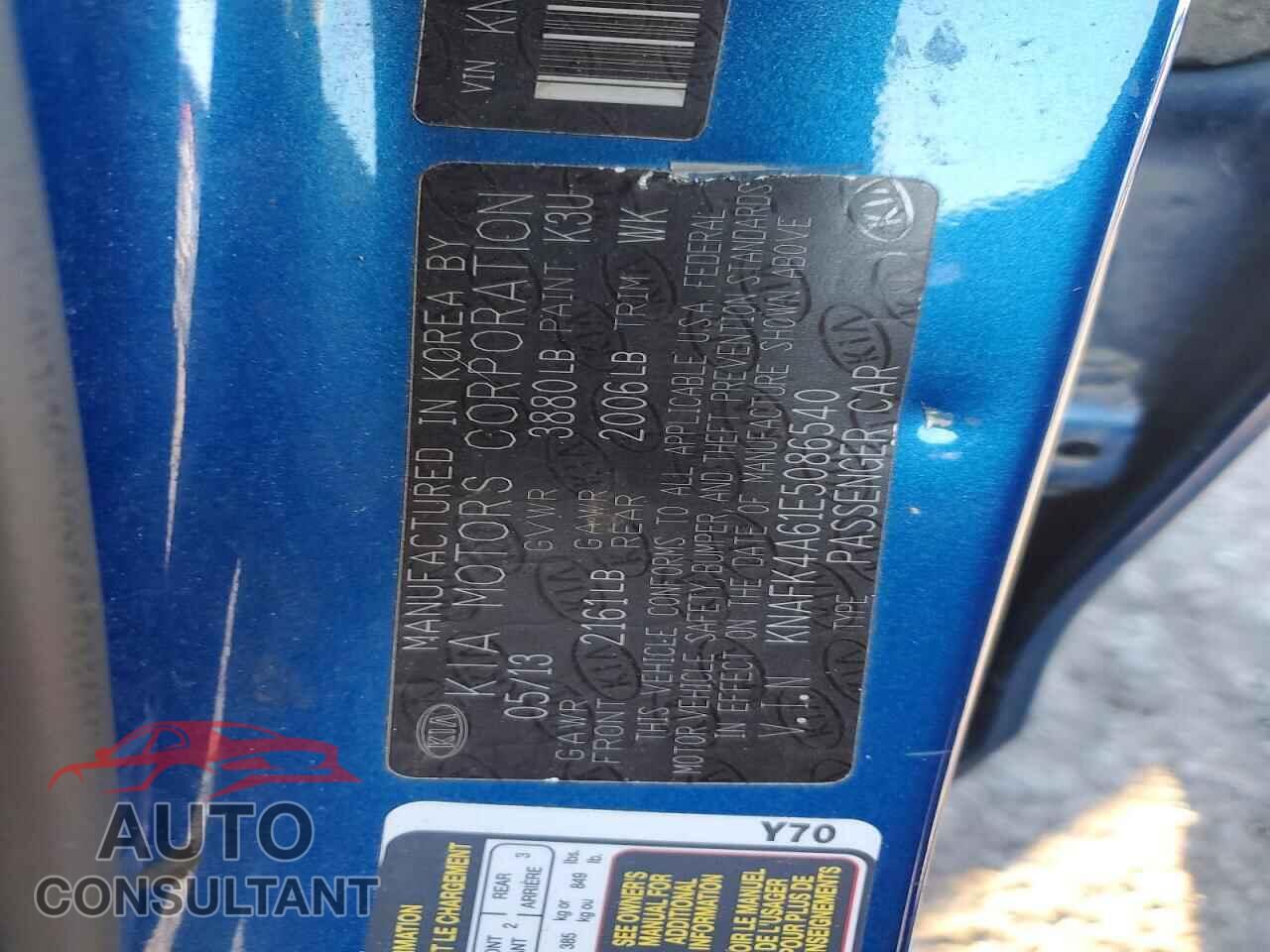 KIA FORTE 2014 - KNAFK4A61E5086540