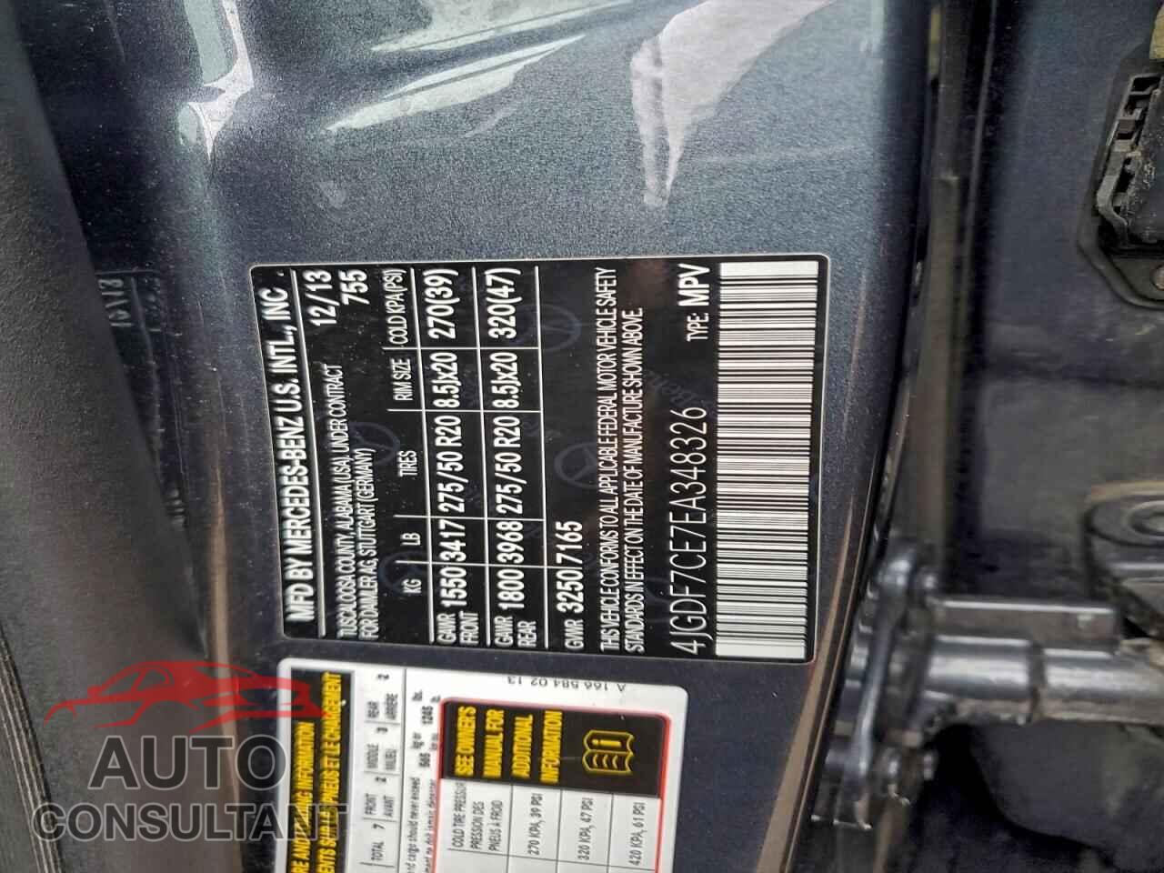 MERCEDES-BENZ GL-CLASS 2014 - 4JGDF7CE7EA348326