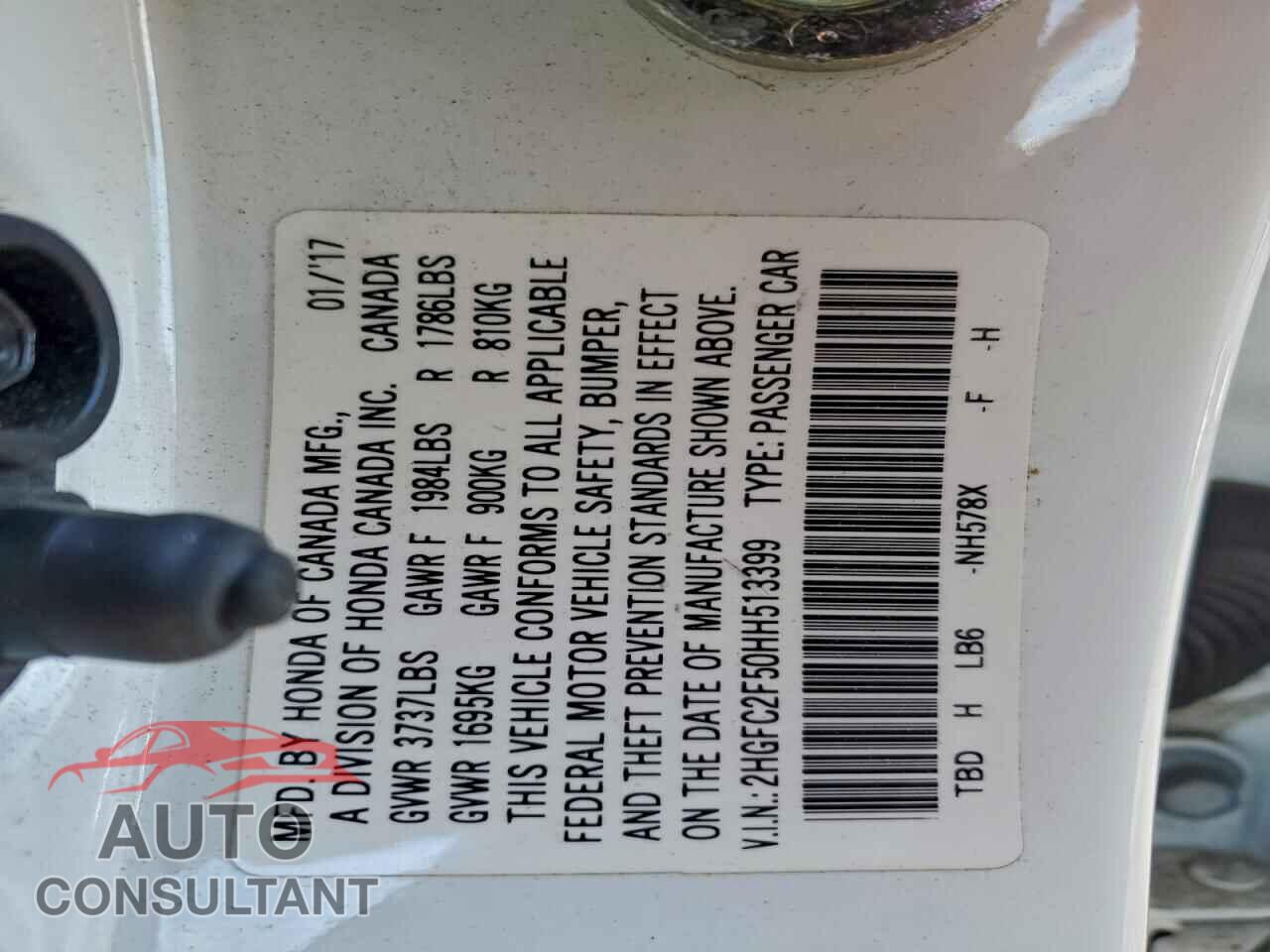 HONDA CIVIC 2017 - 2HGFC2F50HH513399
