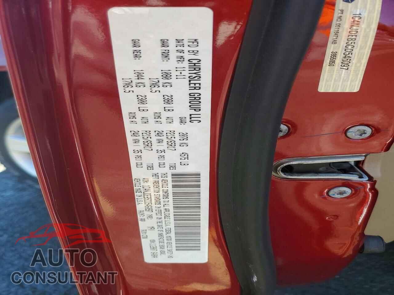 JEEP COMPASS 2012 - 1C4NJDEB5CD546097