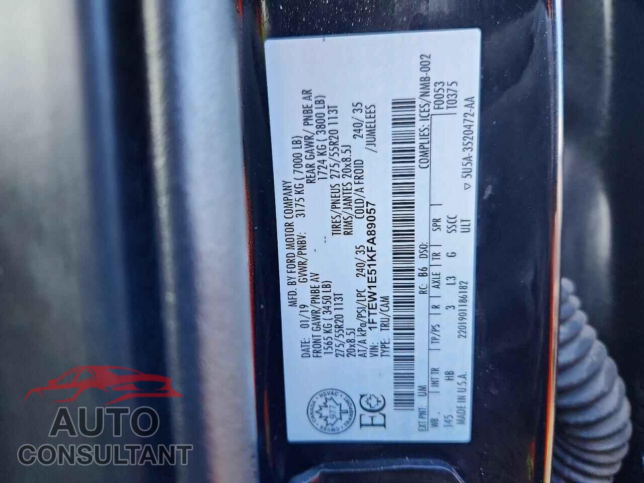 FORD F150 2019 - 1FTEW1E51KFA89057