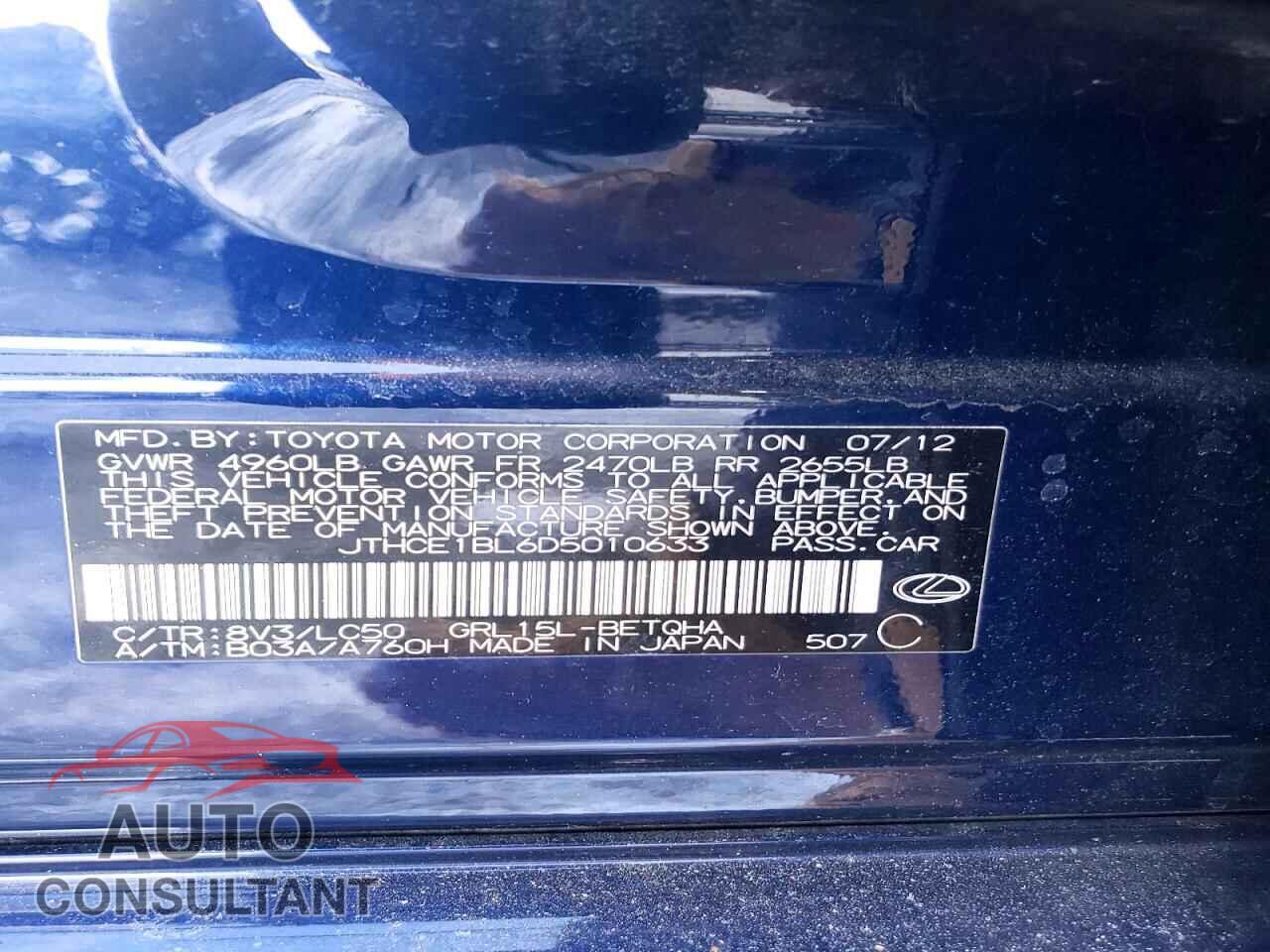 LEXUS GS350 2013 - JTHCE1BL6D5010633