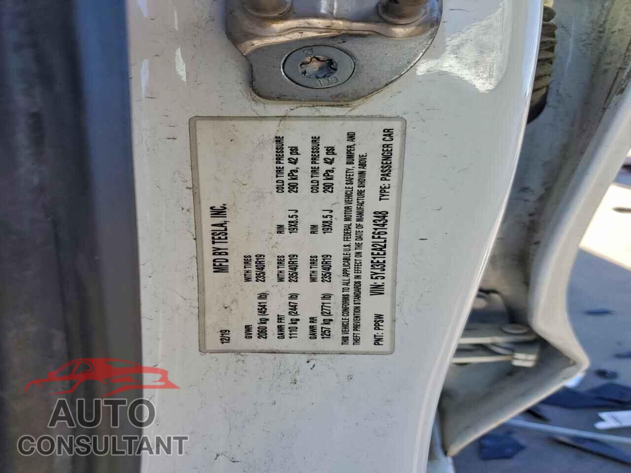 TESLA MODEL 3 2020 - 5YJ3E1EA2LF614348