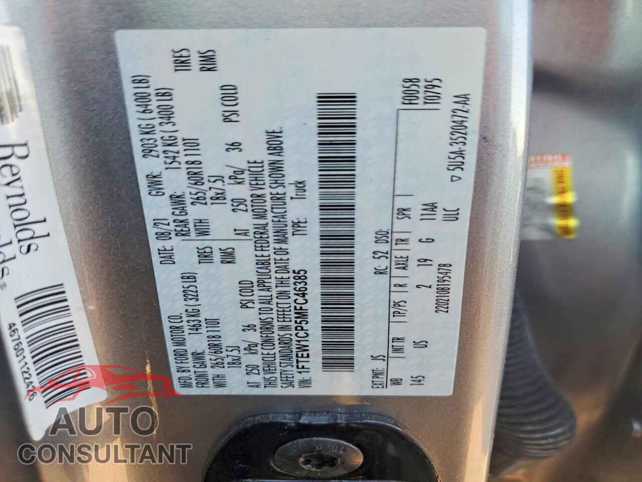 FORD F-150 2021 - 1FTEW1CP5MFC46385