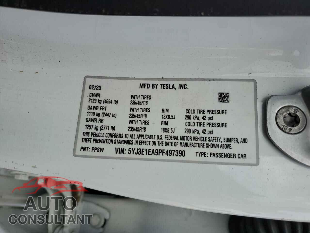 TESLA MODEL 3 2023 - 5YJ3E1EA9PF497390