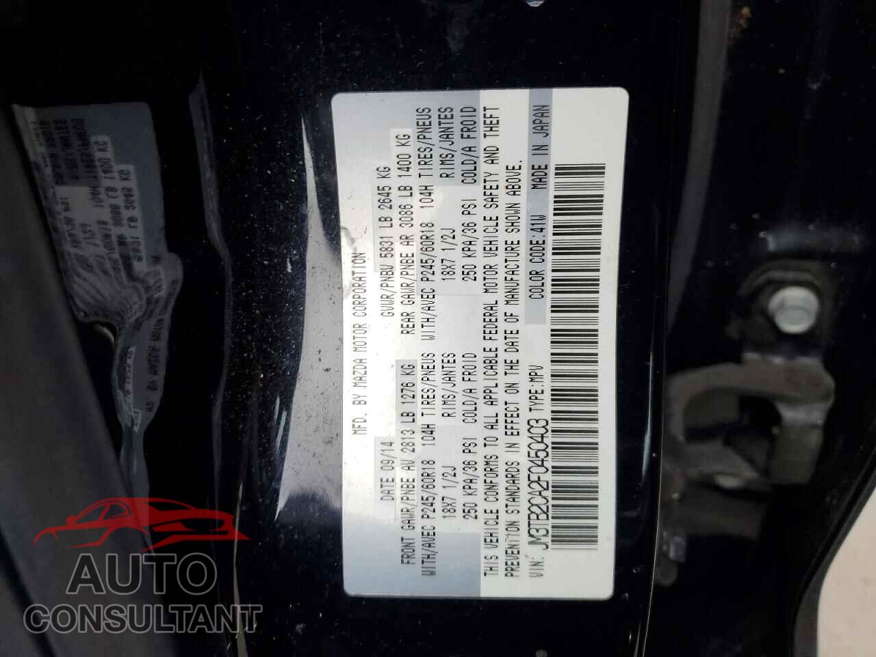 MAZDA CX-9 2015 - JM3TB2CA2F0450403