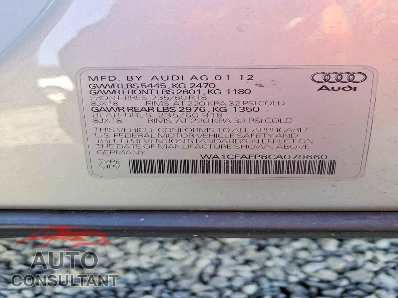 AUDI Q5 2012 - WA1CFAFP8CA079660
