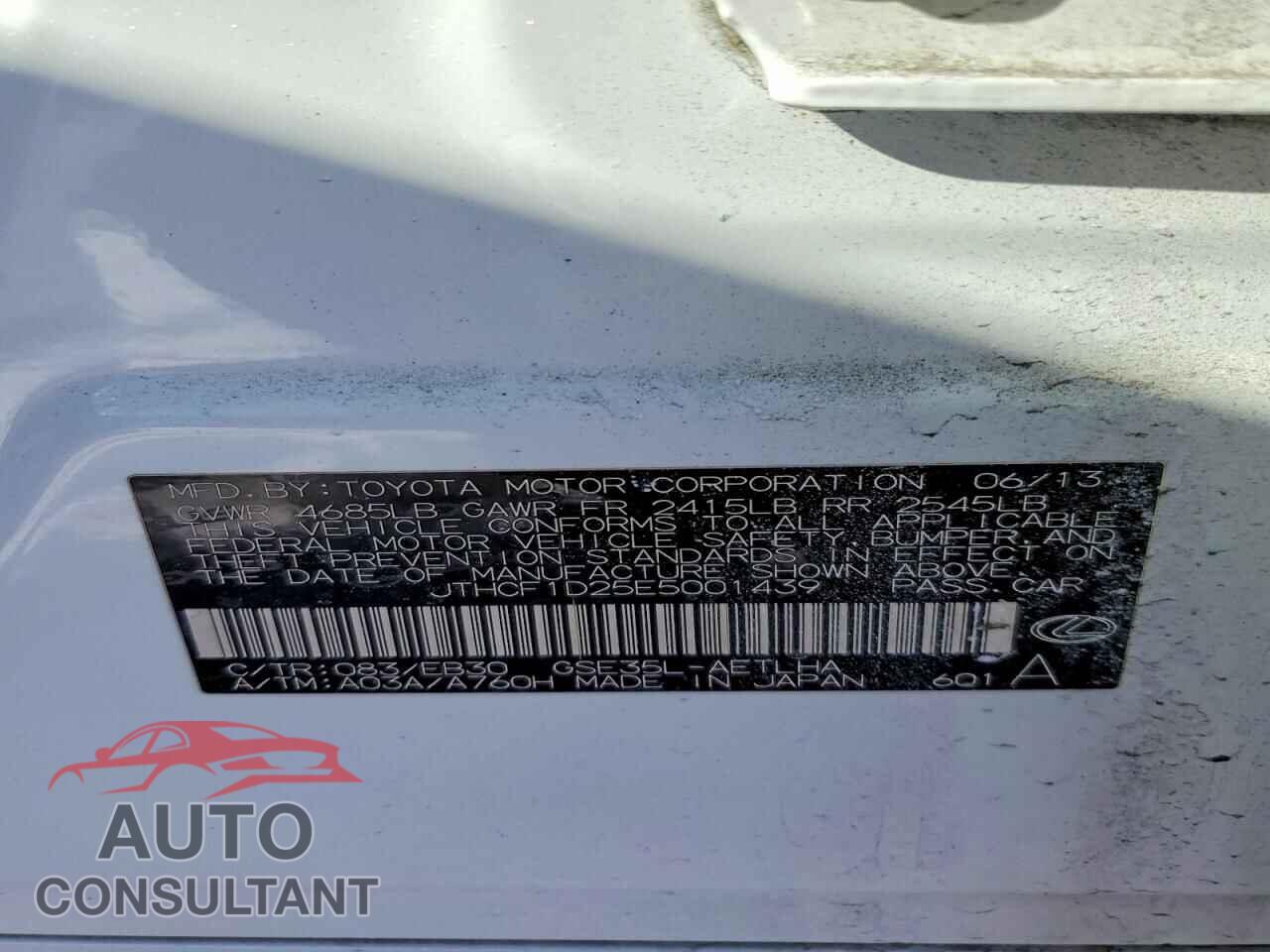 LEXUS IS 2014 - JTHCF1D25E5001439