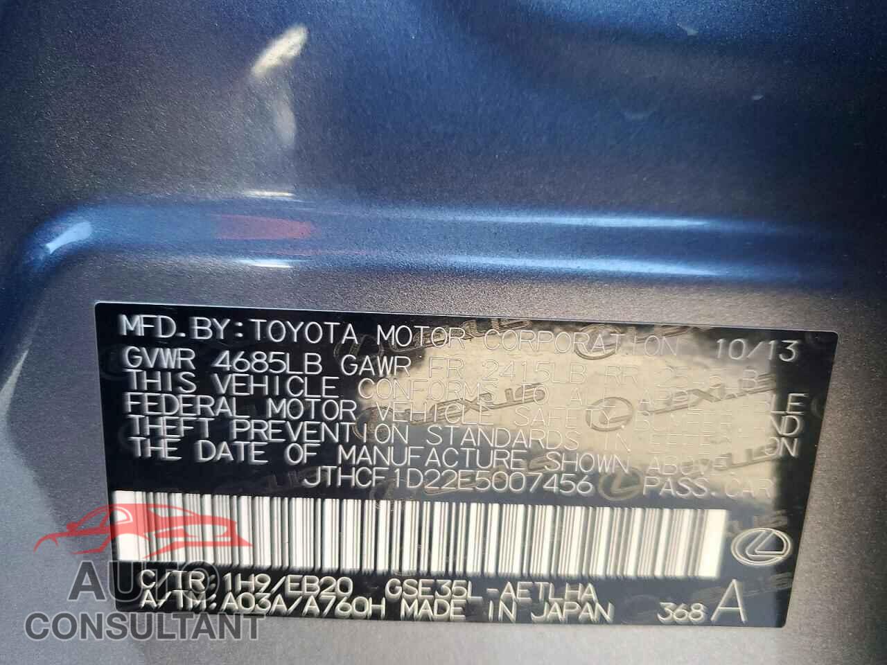 LEXUS IS 2014 - JTHCF1D22E5007456