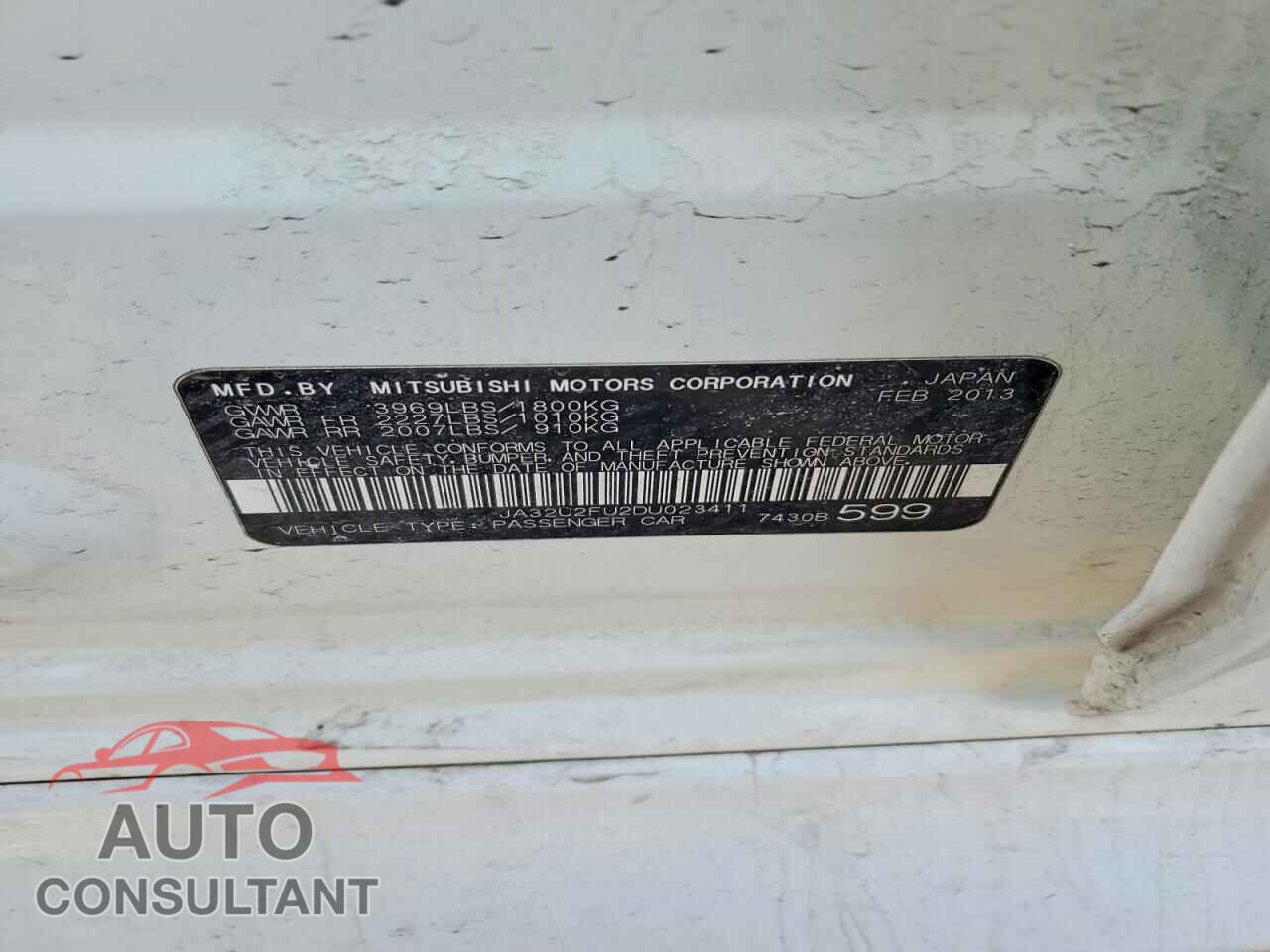 MITSUBISHI LANCER 2013 - JA32U2FU2DU023411