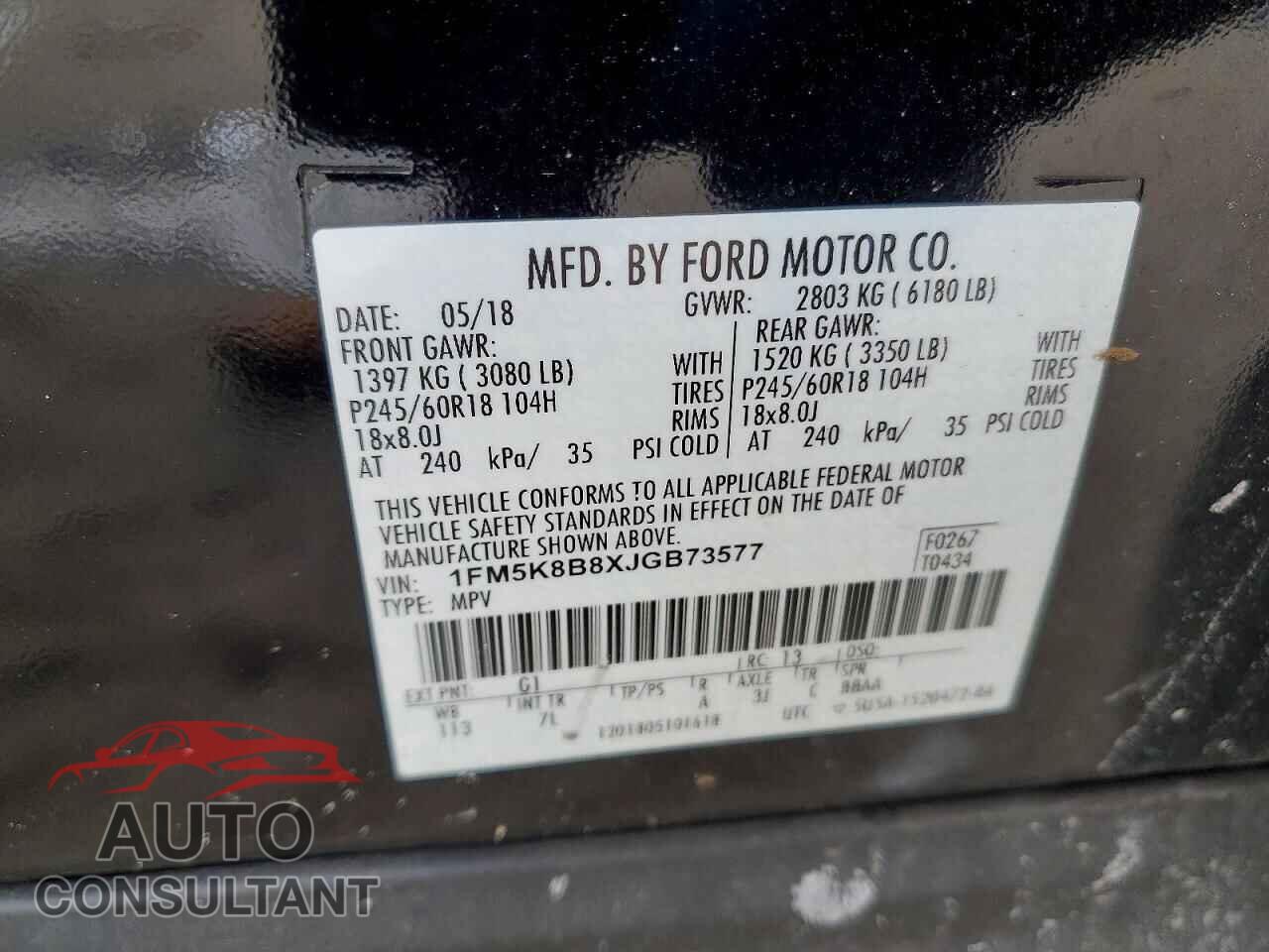 FORD EXPLORER 2018 - 1FM5K8B8XJGB73577