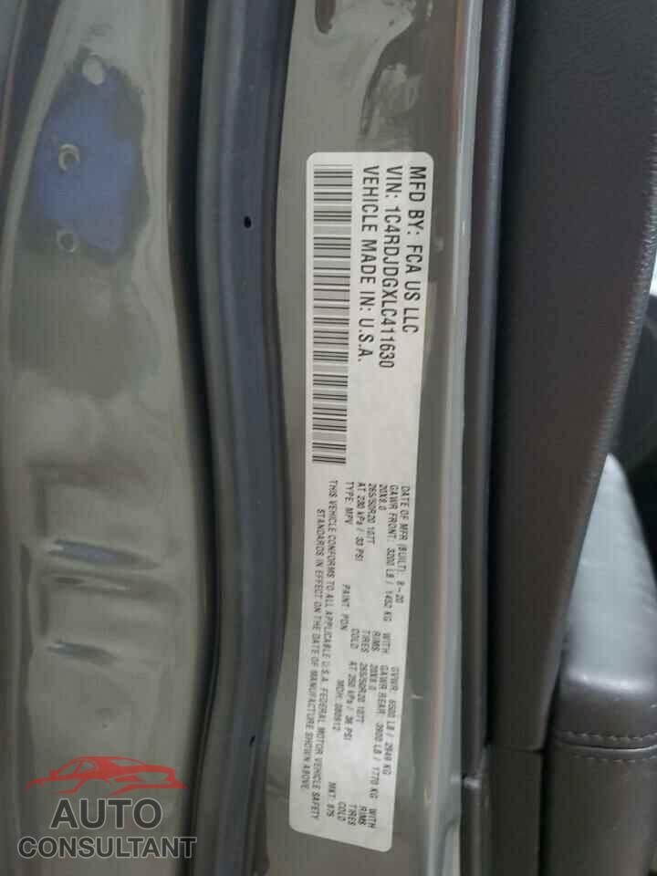 DODGE DURANGO 2020 - 1C4RDJDGXLC411630