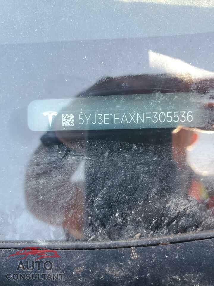 TESLA MODEL 3 2022 - 5YJ3E1EAXNF305536