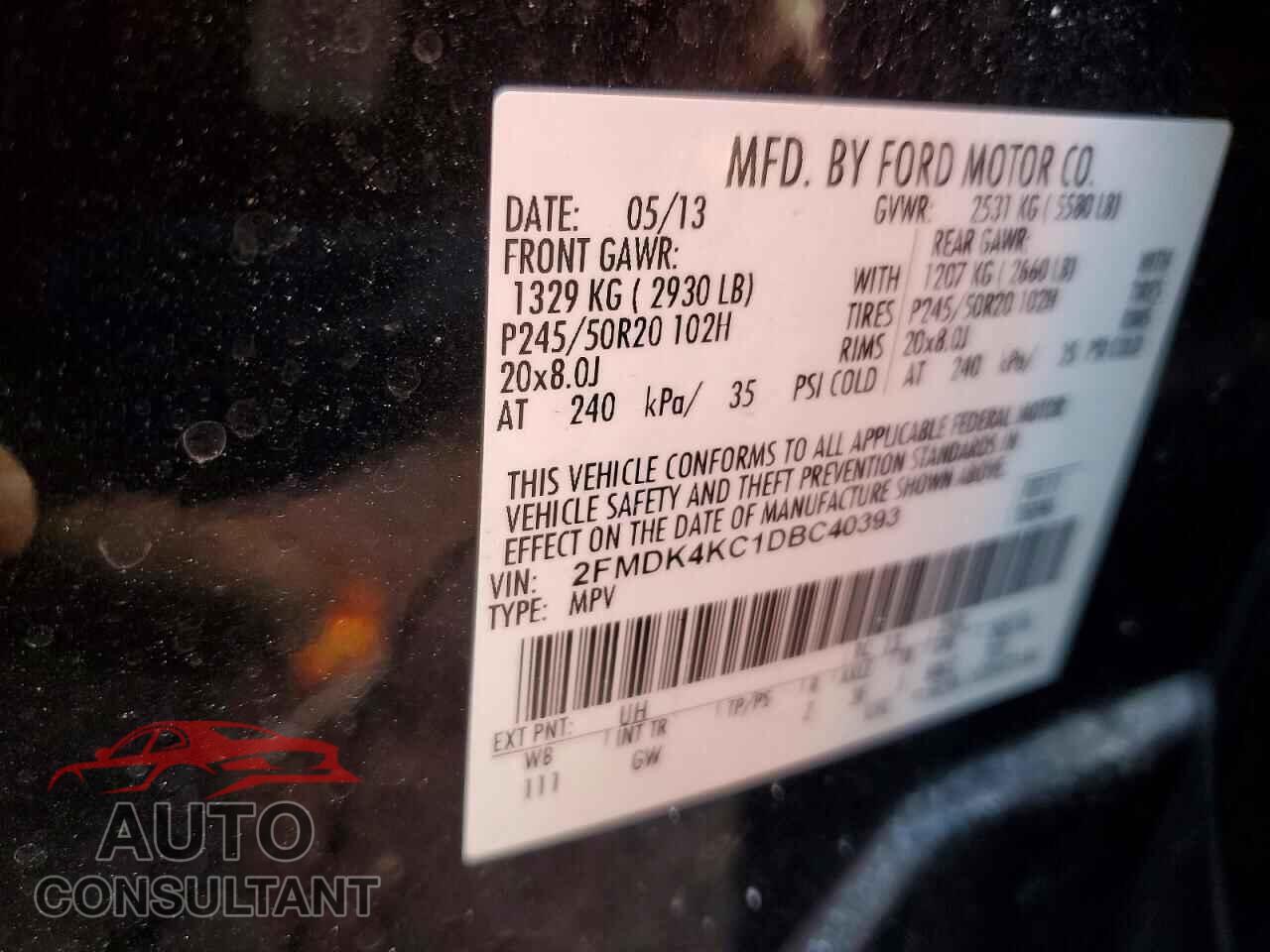 FORD EDGE 2013 - 2FMDK4KC1DBC40393