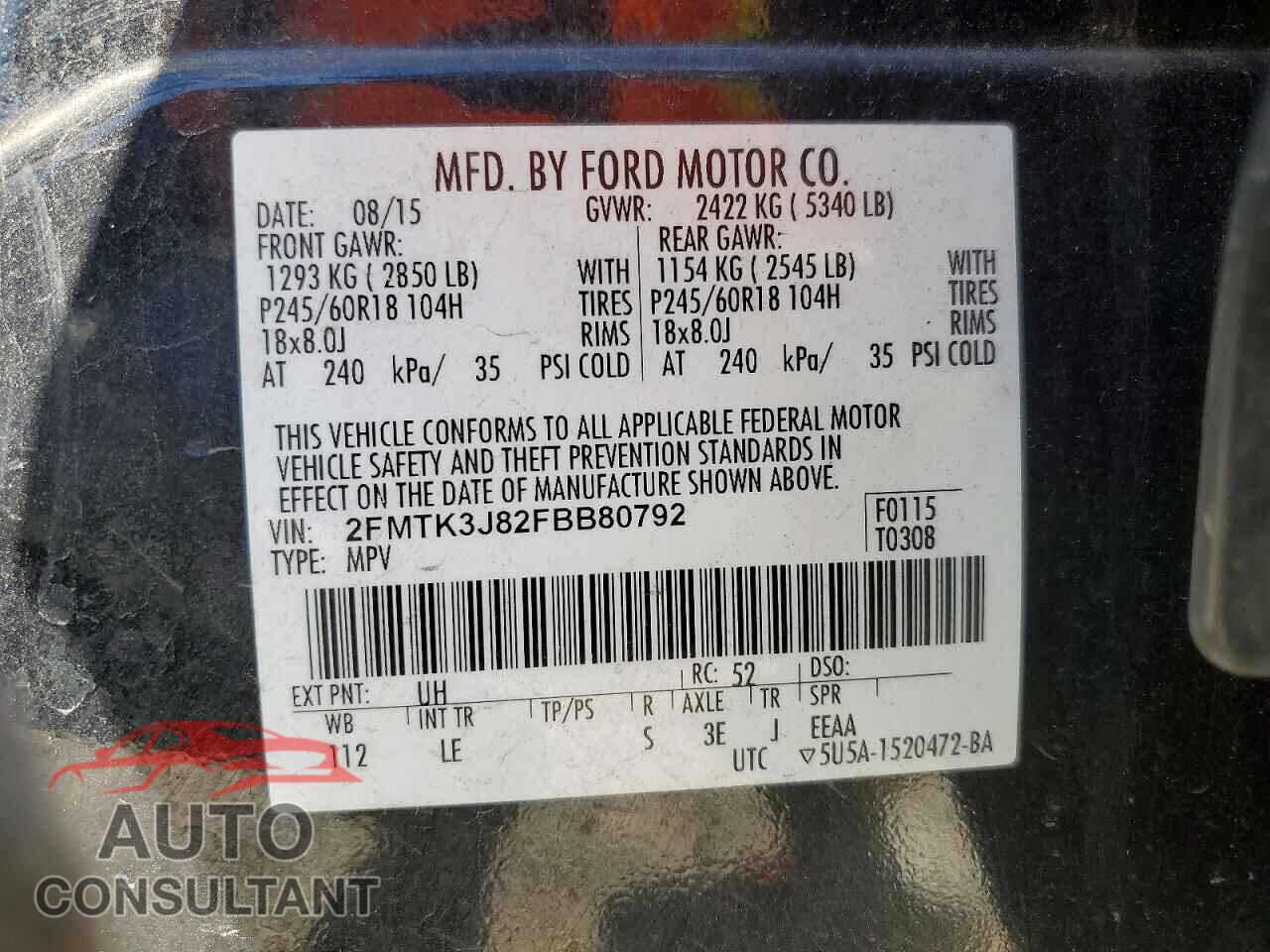 FORD EDGE 2015 - 2FMTK3J82FBB80792