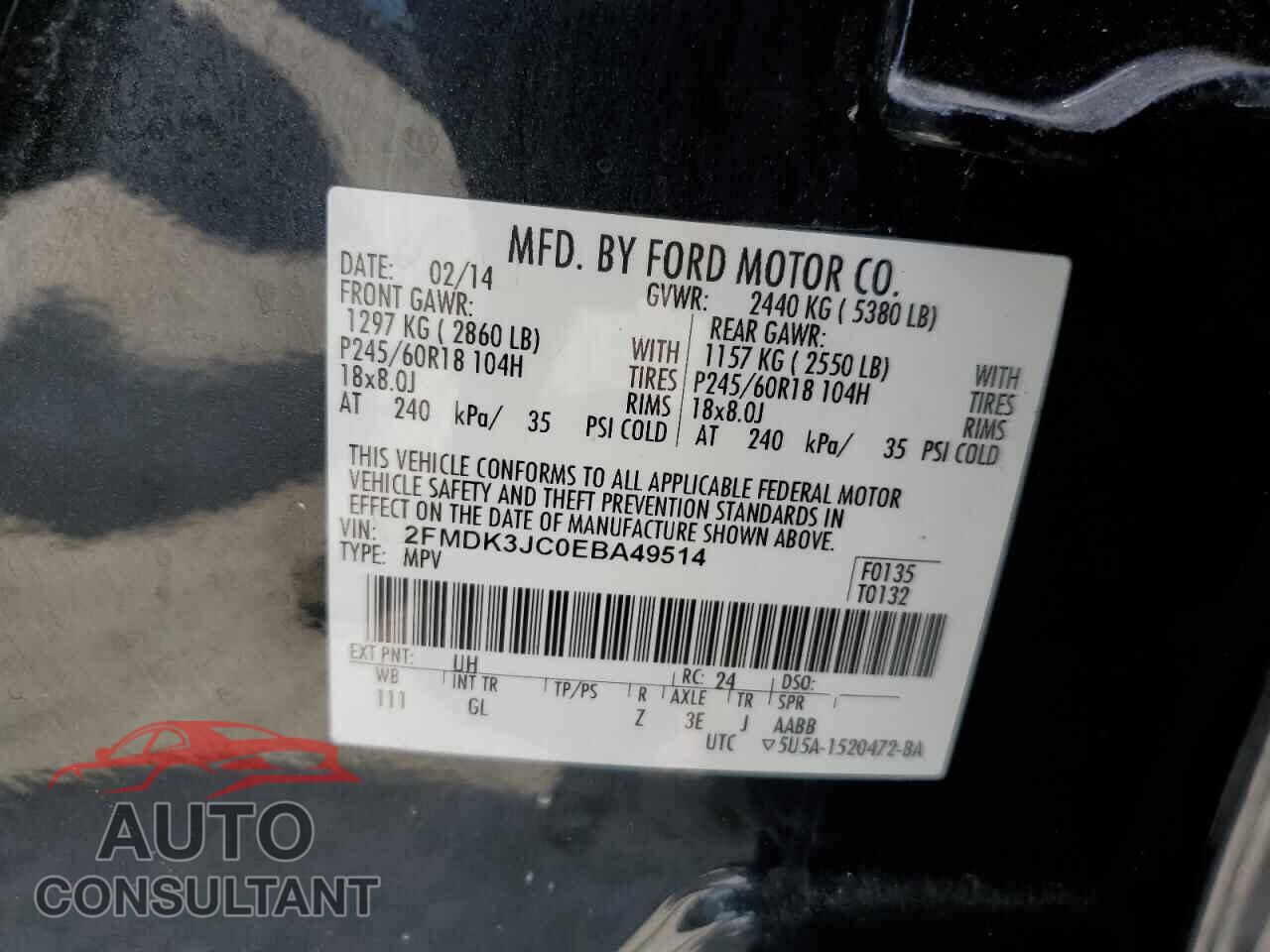 FORD EDGE 2014 - 2FMDK3JC0EBA49514