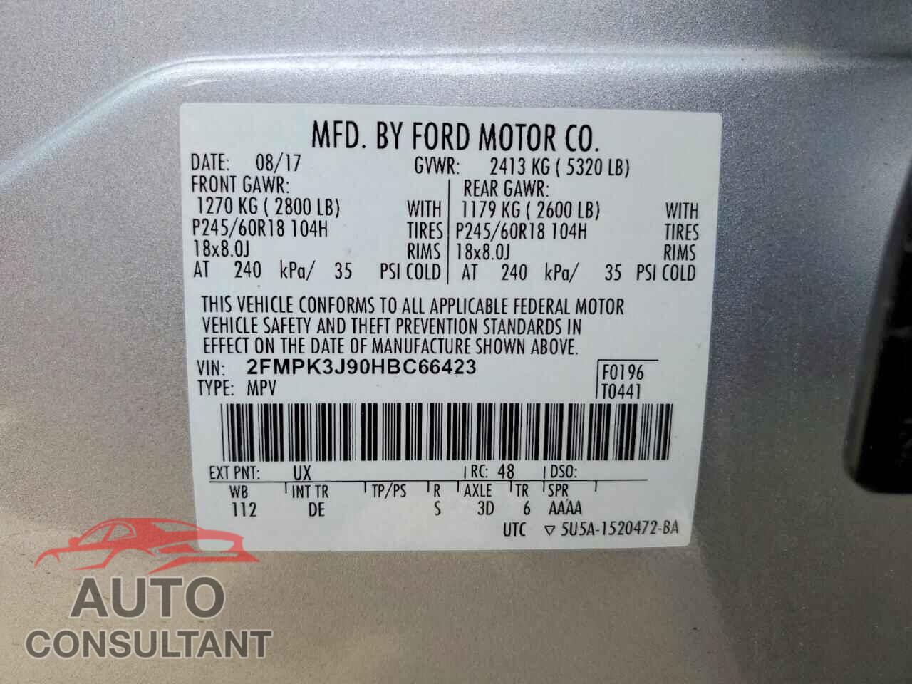 FORD EDGE 2017 - 2FMPK3J90HBC66423