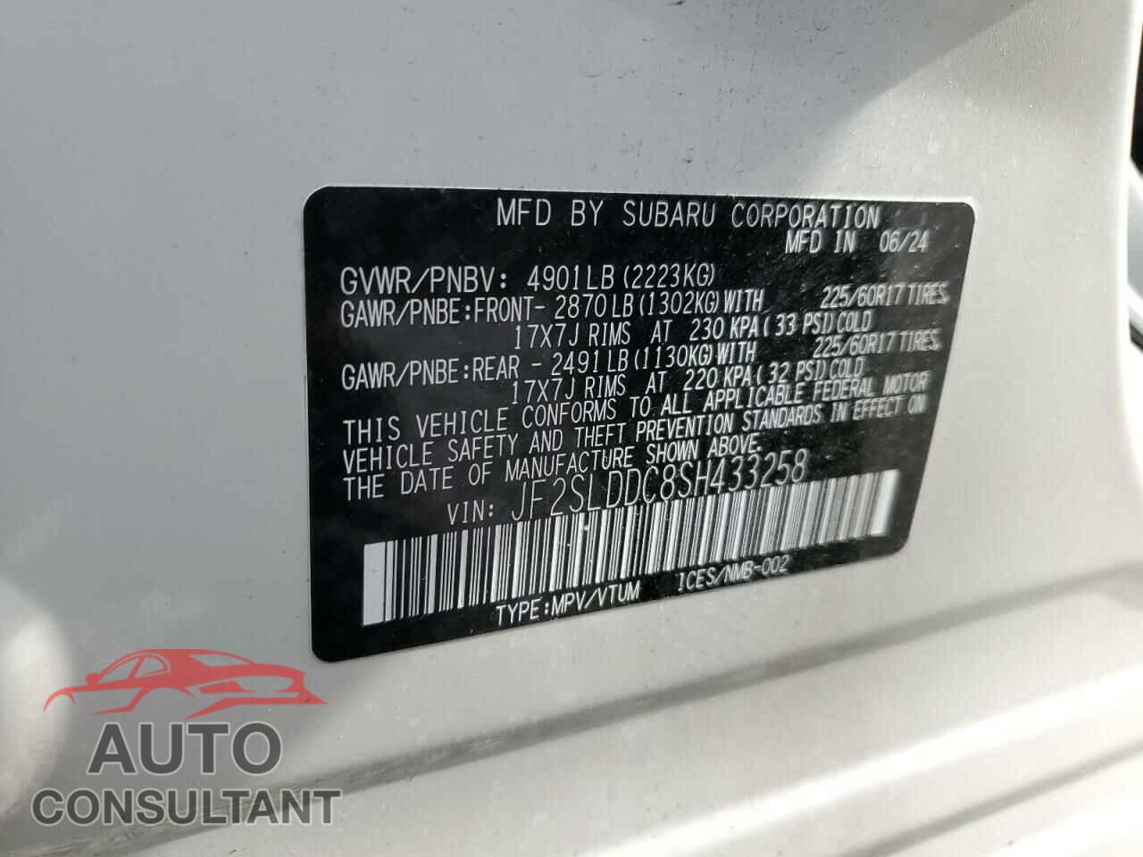 SUBARU FORESTER 2025 - JF2SLDDC8SH433258