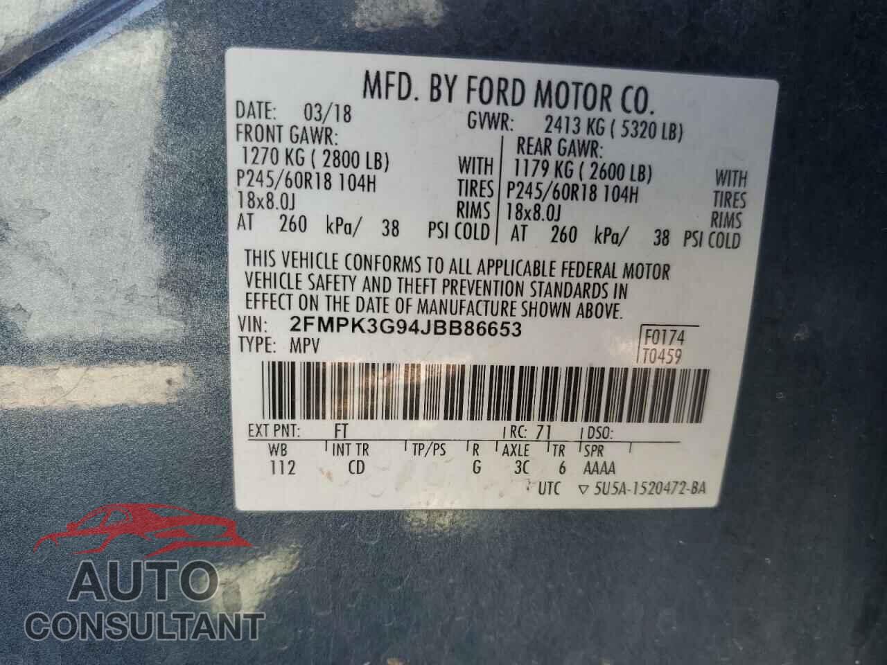 FORD EDGE 2018 - 2FMPK3G94JBB86653