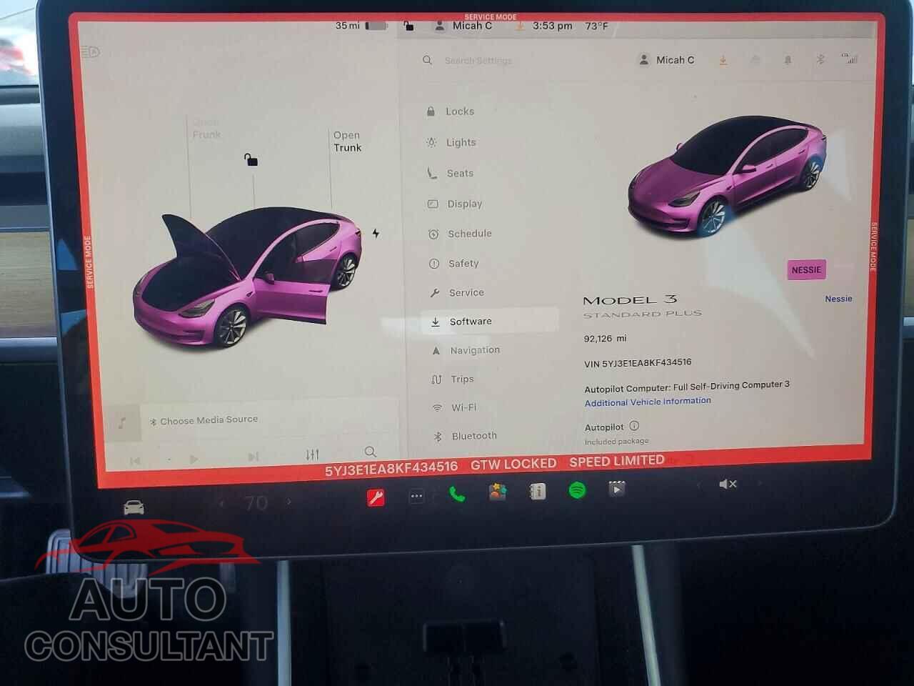 TESLA MODEL 3 2019 - 5YJ3E1EA8KF434516