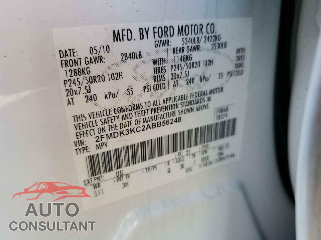 FORD EDGE 2010 - 2FMDK3KC2ABB56248