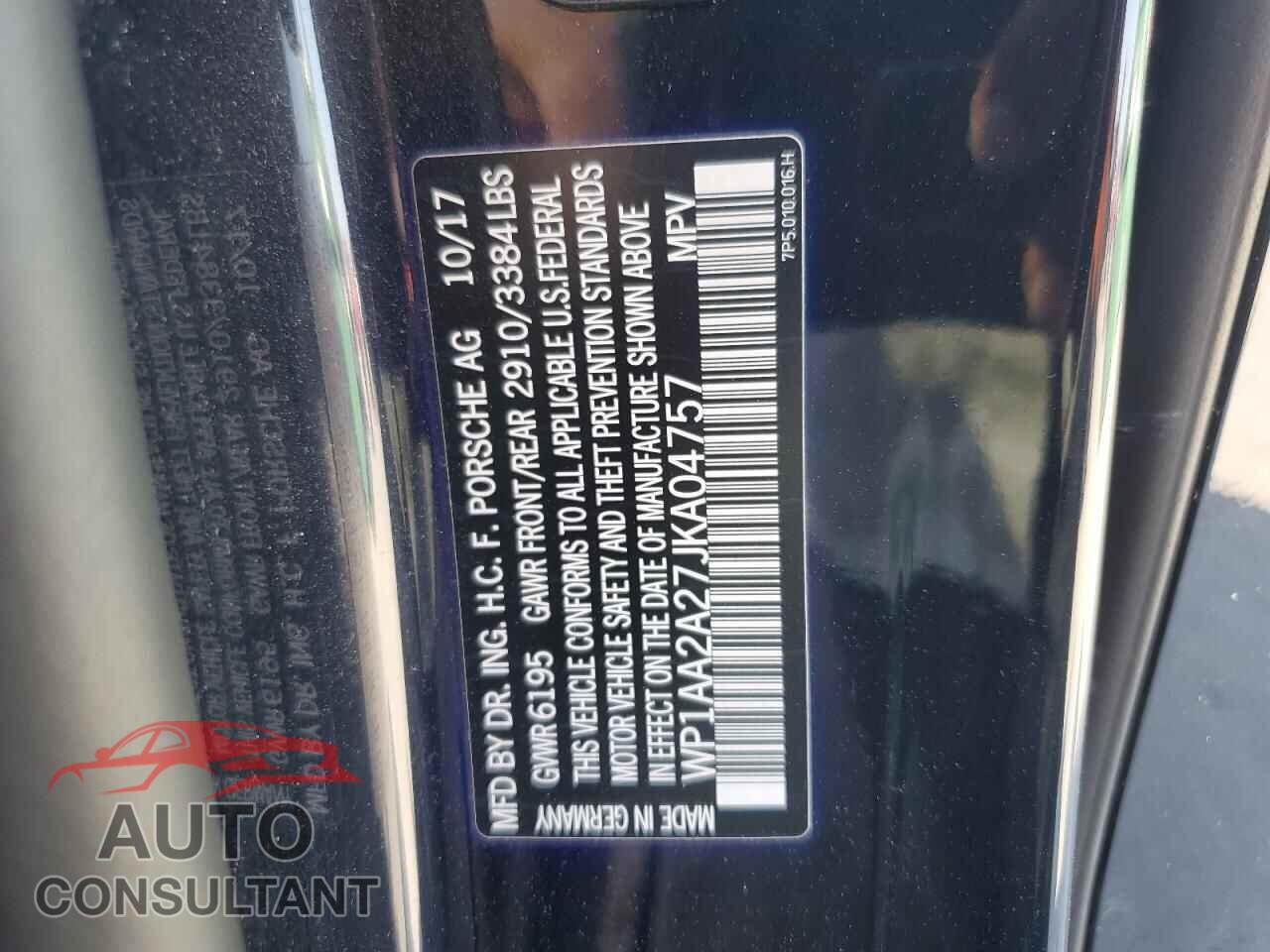 PORSCHE CAYENNE 2018 - WP1AA2A27JKA04757